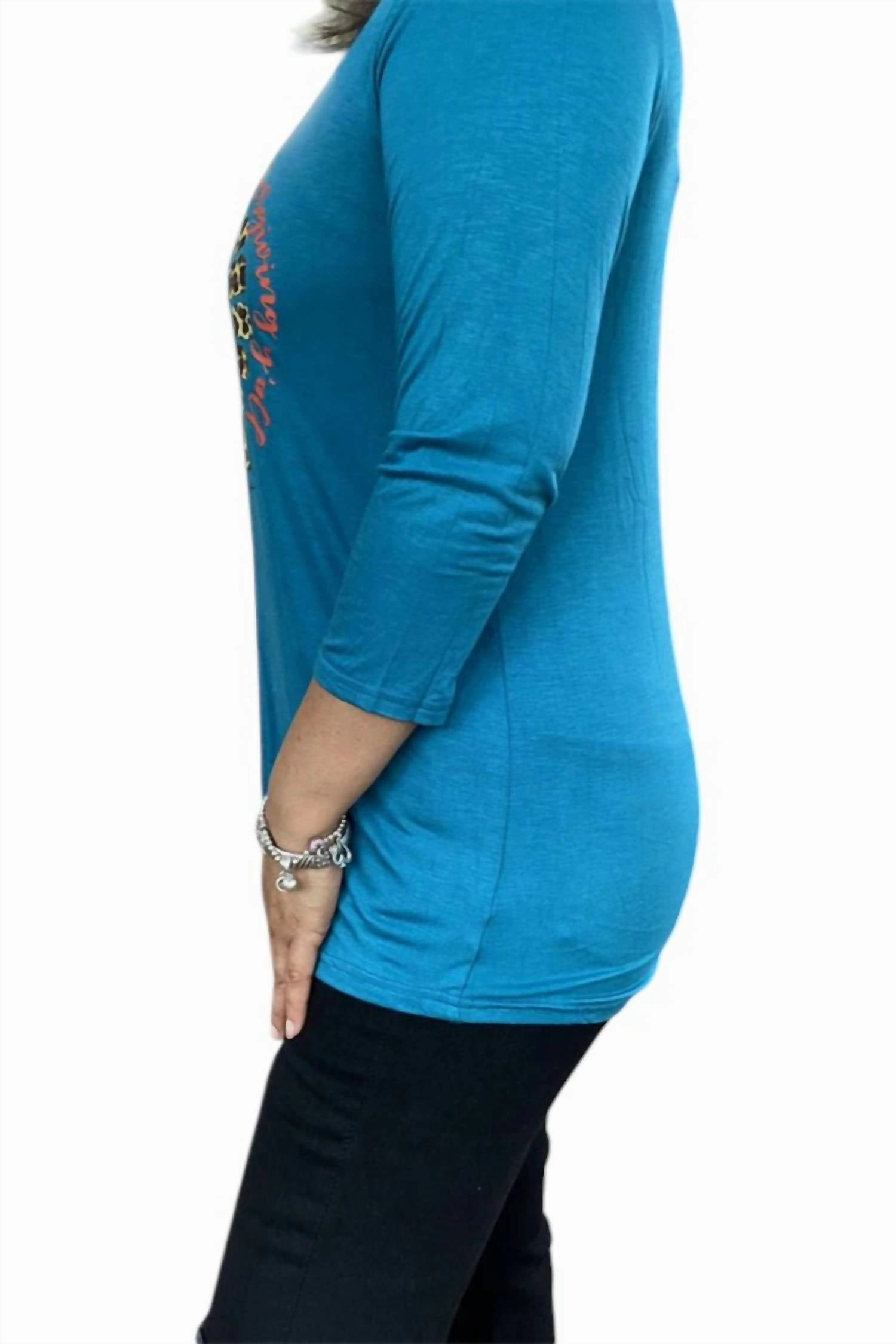 "happy Thanksgiving" Long Sleeve Shirt In Teal