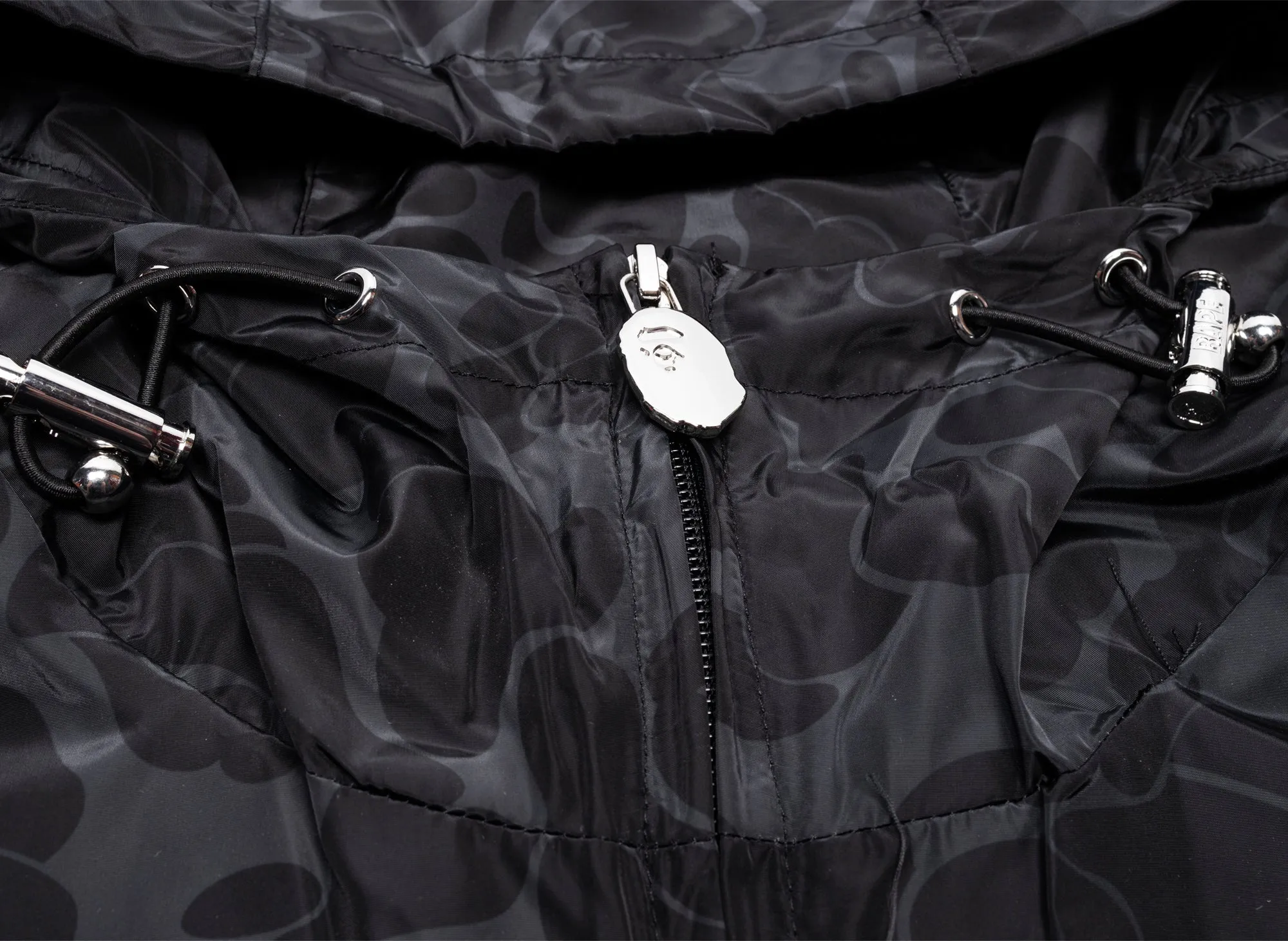 A Bathing Ape Solid Color Nylon Hooded Jacket in Black