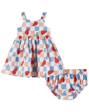 Andy & Evan Bomb Pop Printed Dress & Bloomer Set
