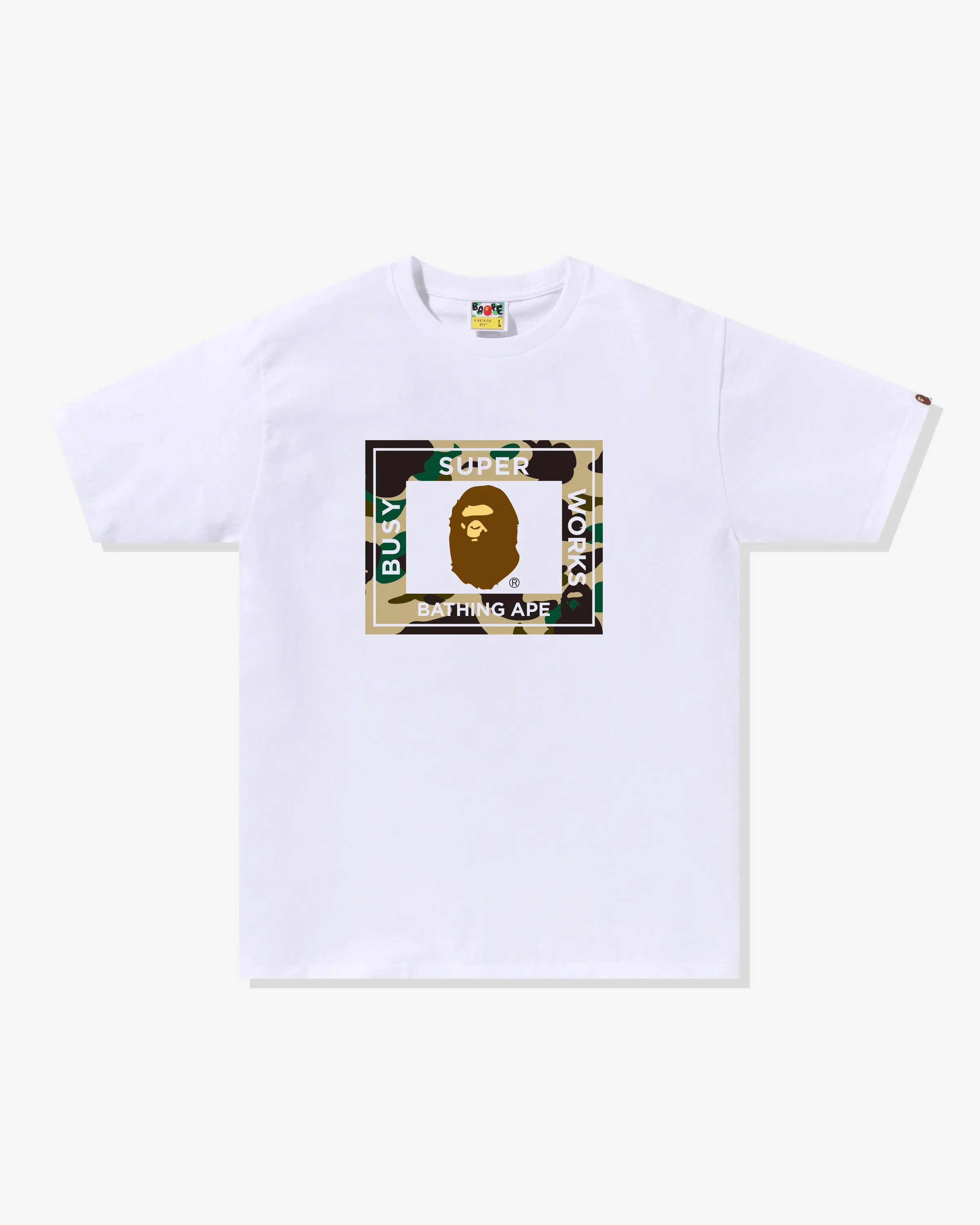 BAPE 1ST CAMO SUPER BUSY WORKS TEE - WHITE