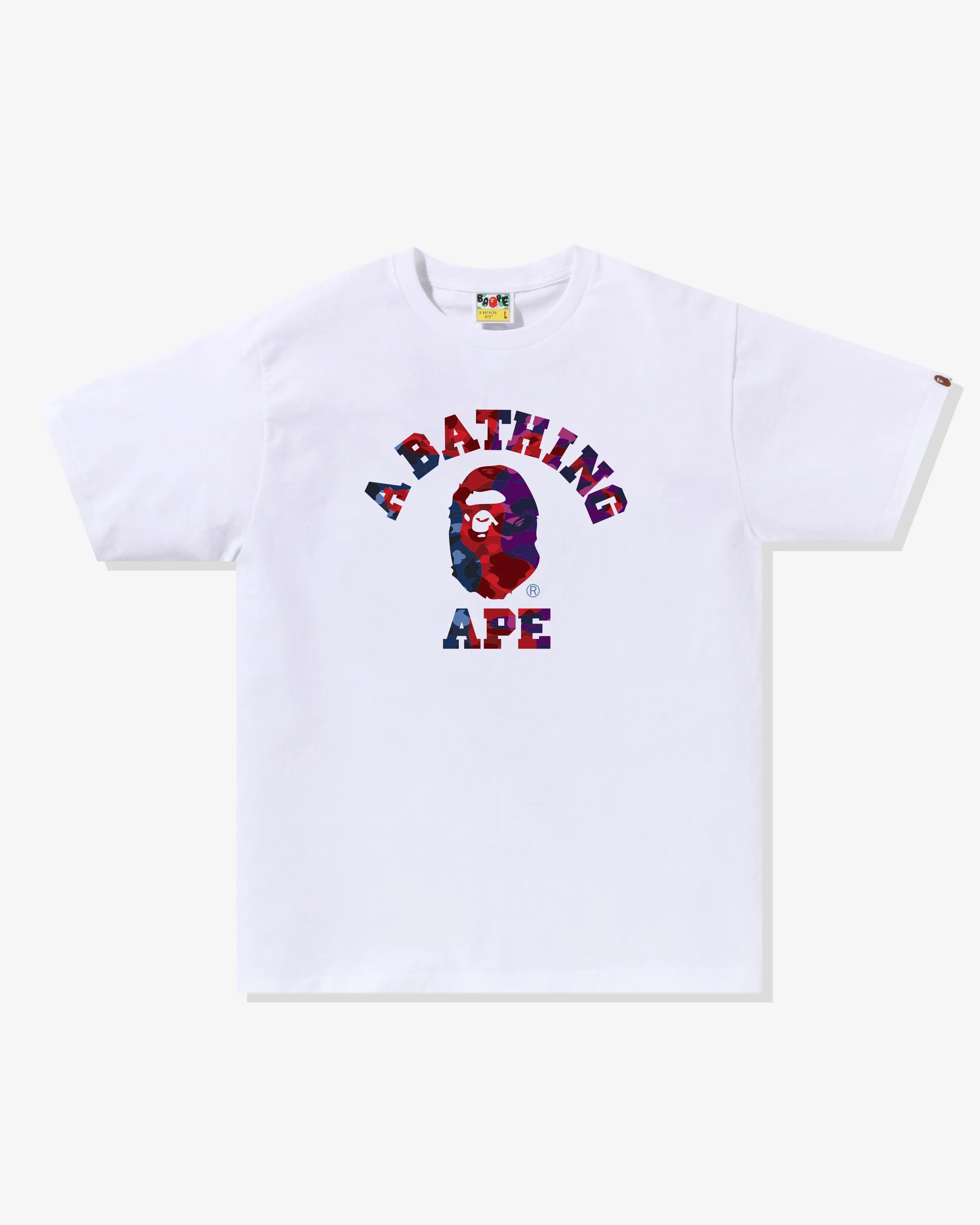 BAPE COLOR CAMO CRAZY COLLEGE TEE - WHITE