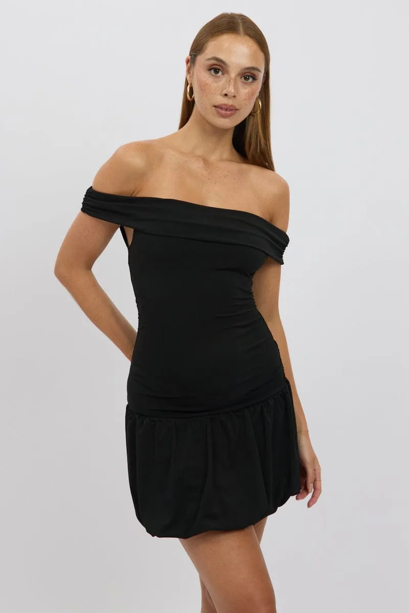 Black Bubble Dress Off Shoulder