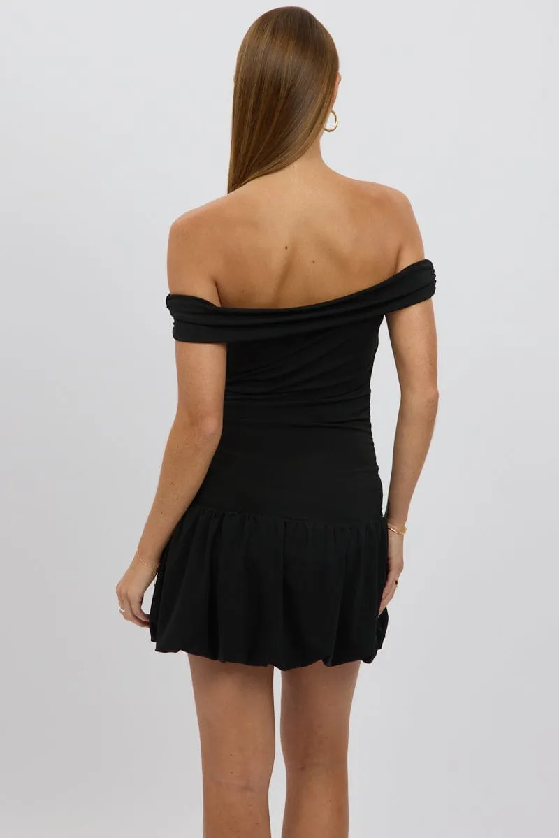 Black Bubble Dress Off Shoulder