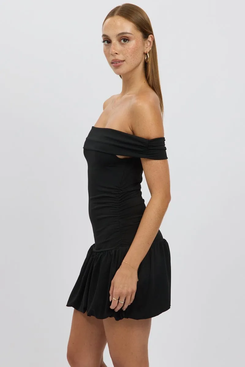 Black Bubble Dress Off Shoulder