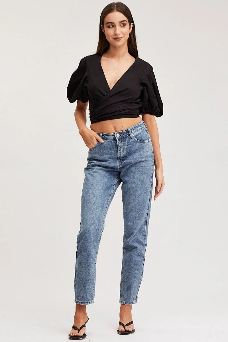 Black Crop Bolero Short Sleeve