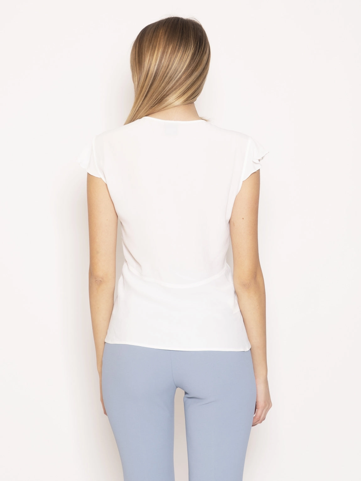 Blouse with V-neck Wurstel White
