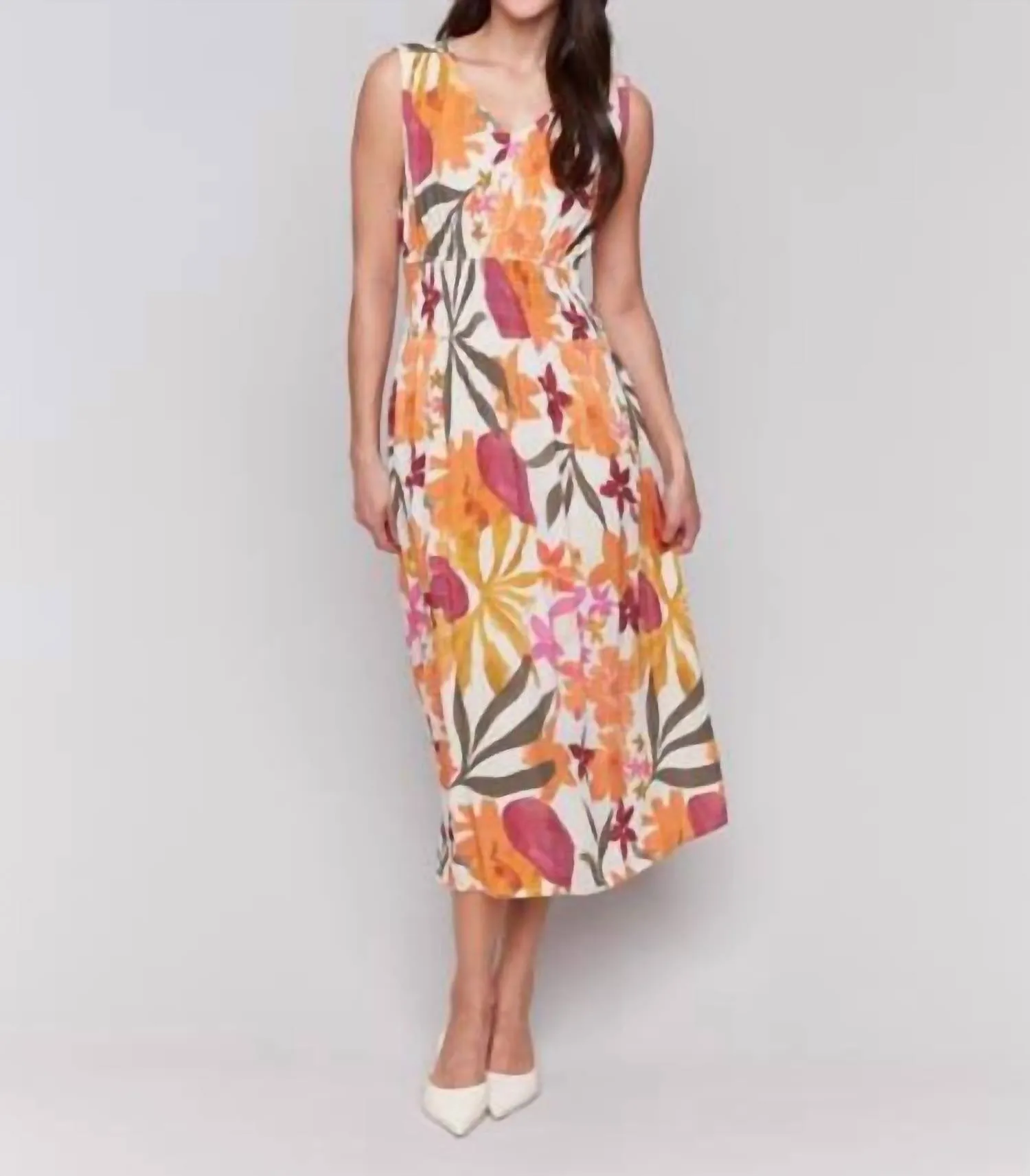 Bouquet Printed V-Neck Dress