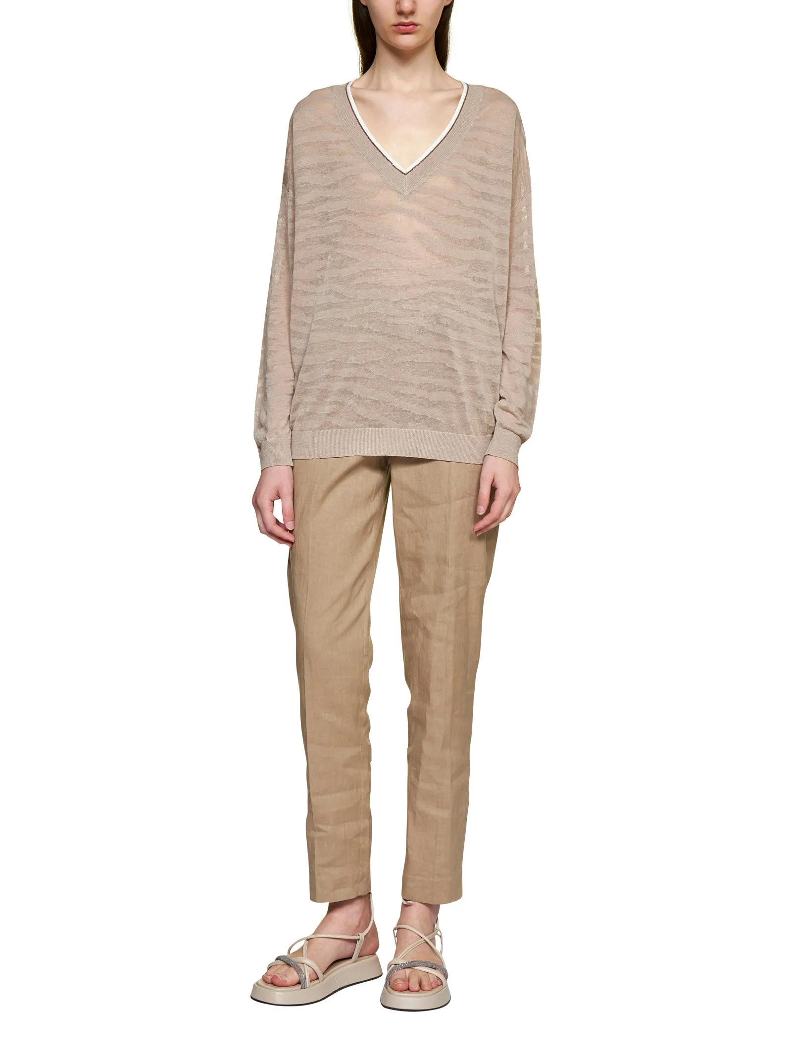 Brunello Cucinelli Striped Long Sleeved Jumper