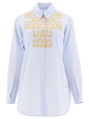 Burberry Logo Print Striped Shirt