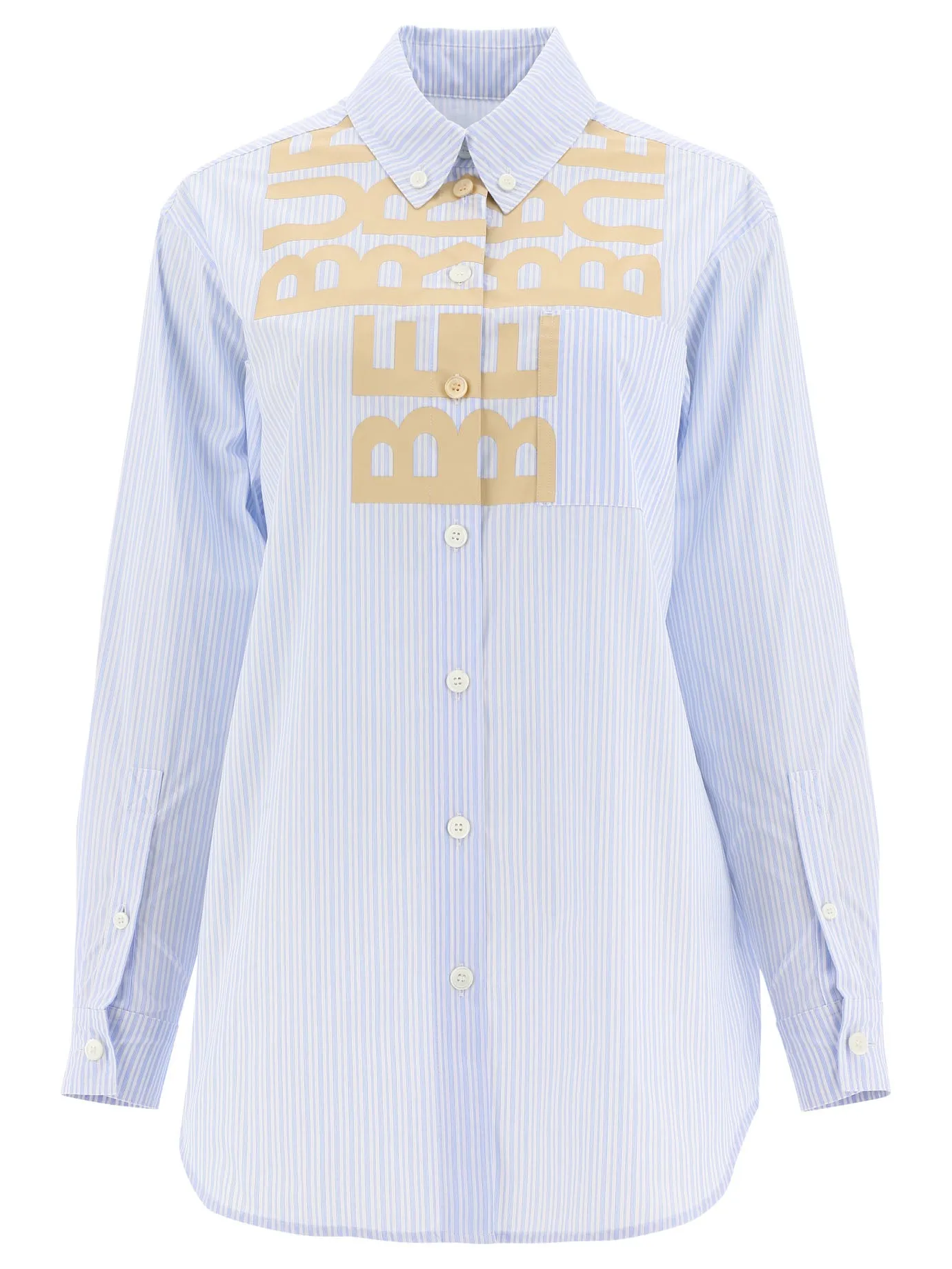 Burberry Logo Print Striped Shirt