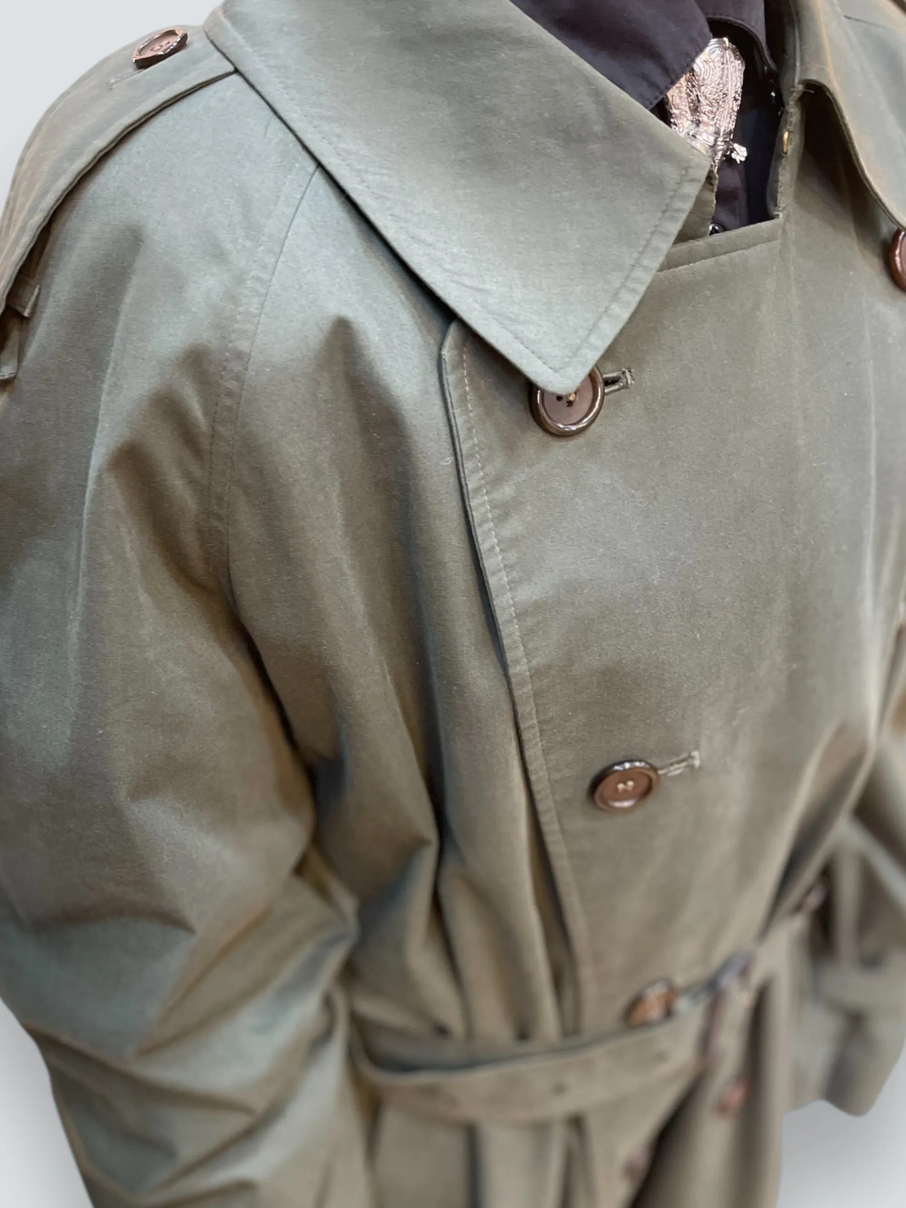 Burberry Size Large Olive Trench Coat