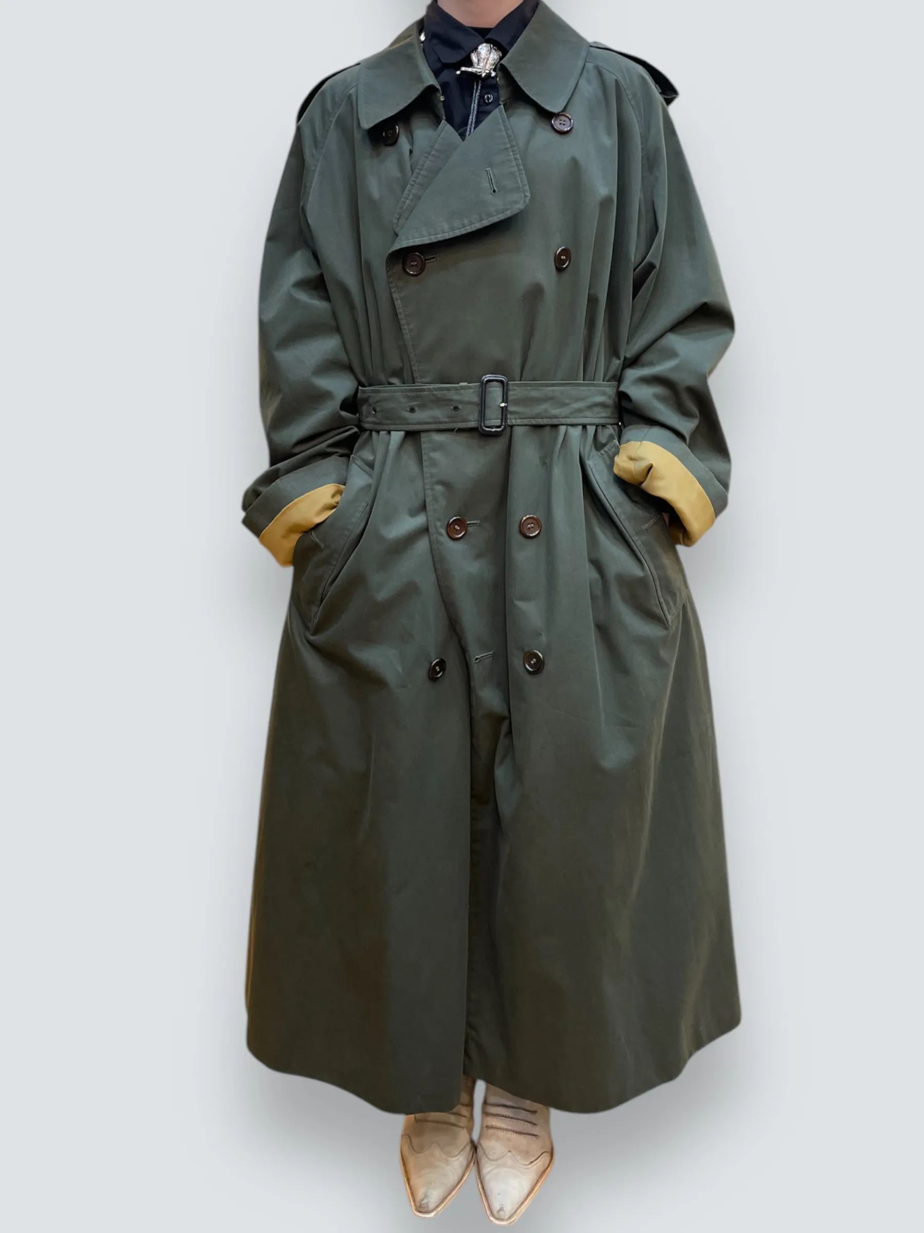 Burberry Size Large Olive Trench Coat