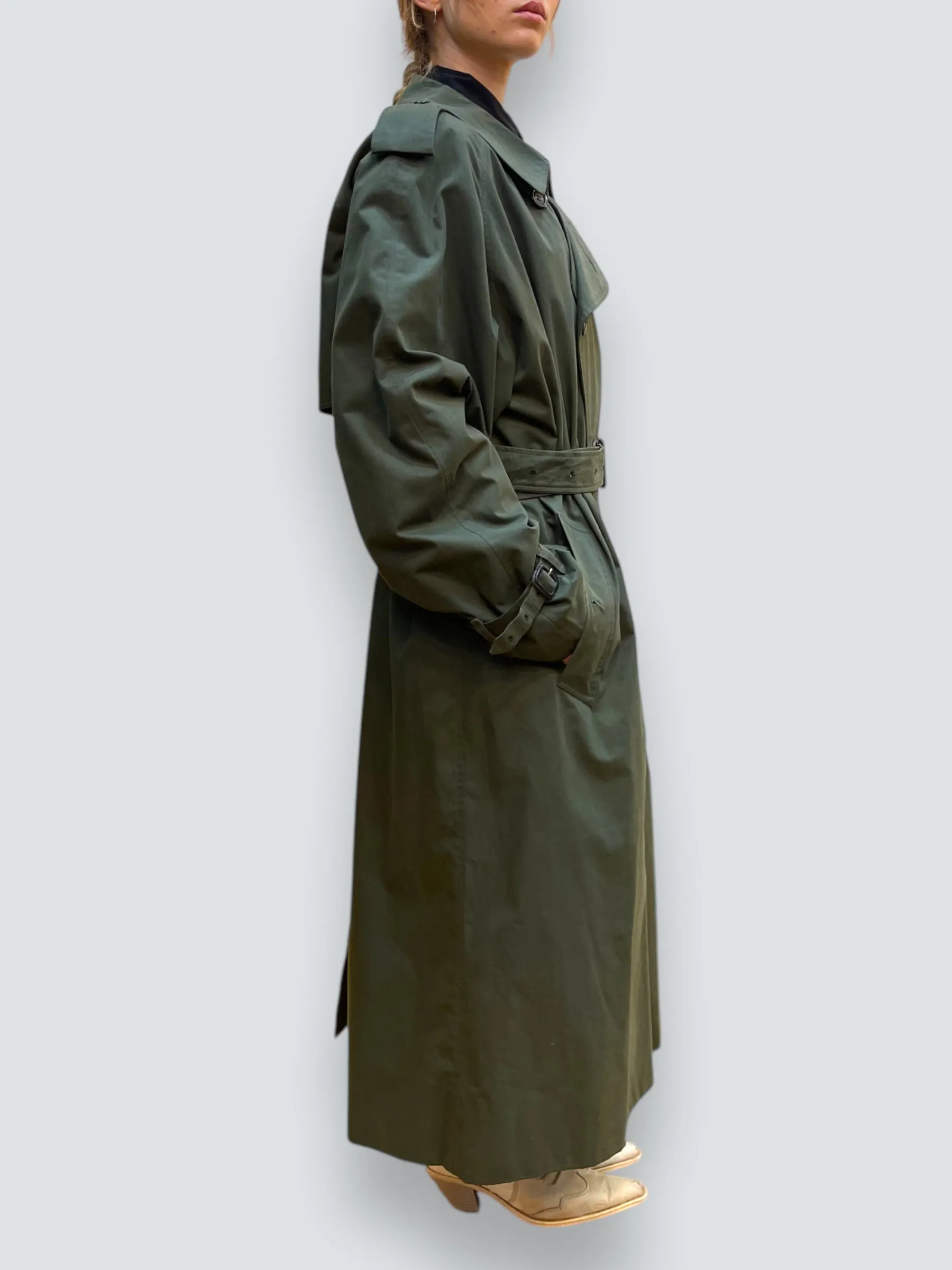 Burberry Size Large Olive Trench Coat