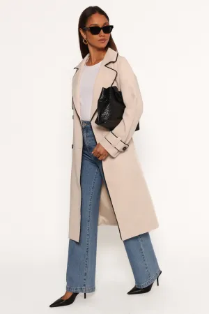 Cayenne Contrast Binding Trench Coat -  Beige