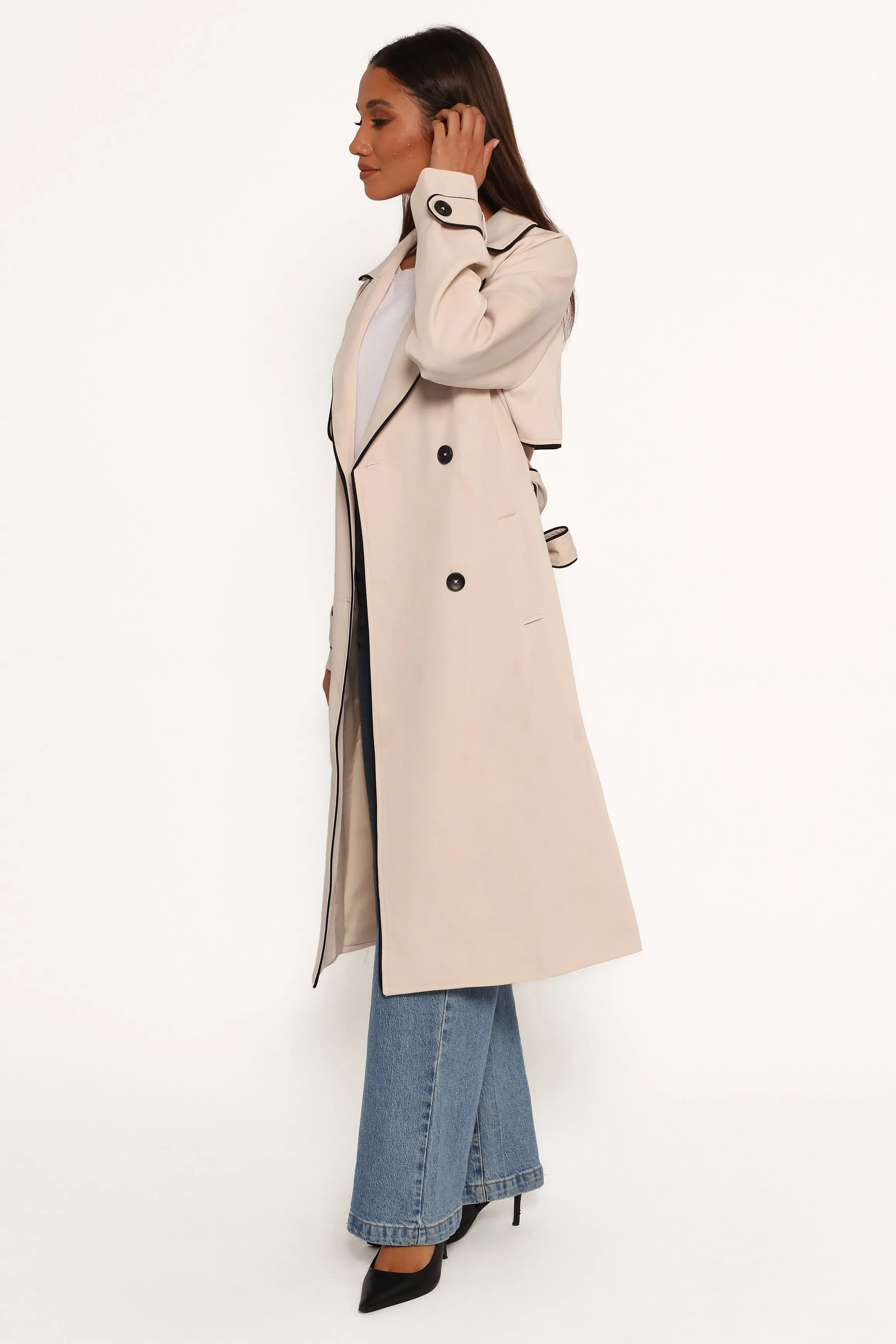 Cayenne Contrast Binding Trench Coat -  Beige