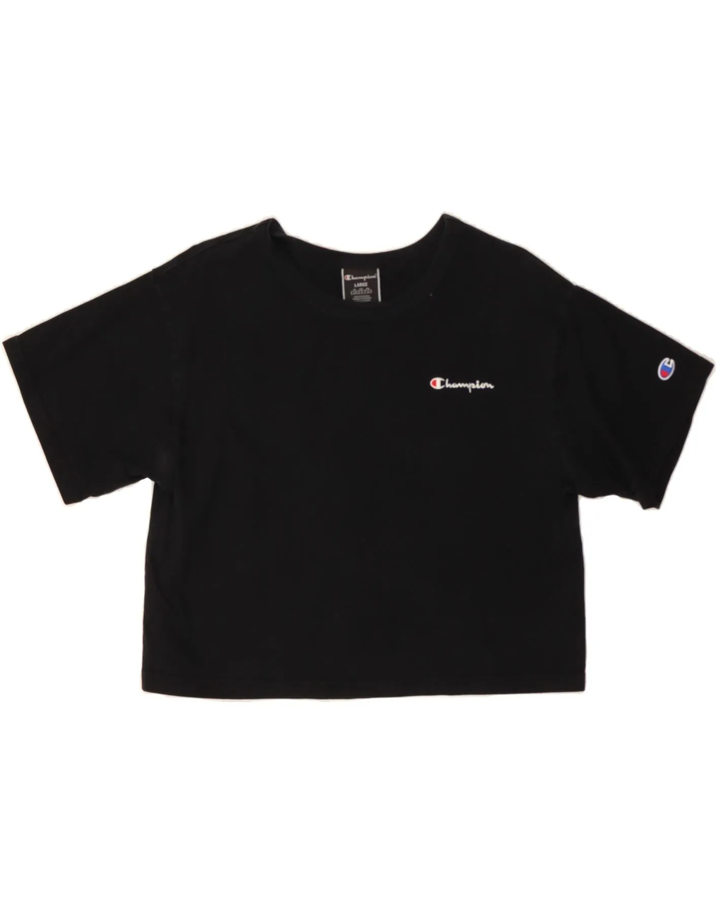 CHAMPION Womens Crop T-Shirt Top UK 16 Large Black