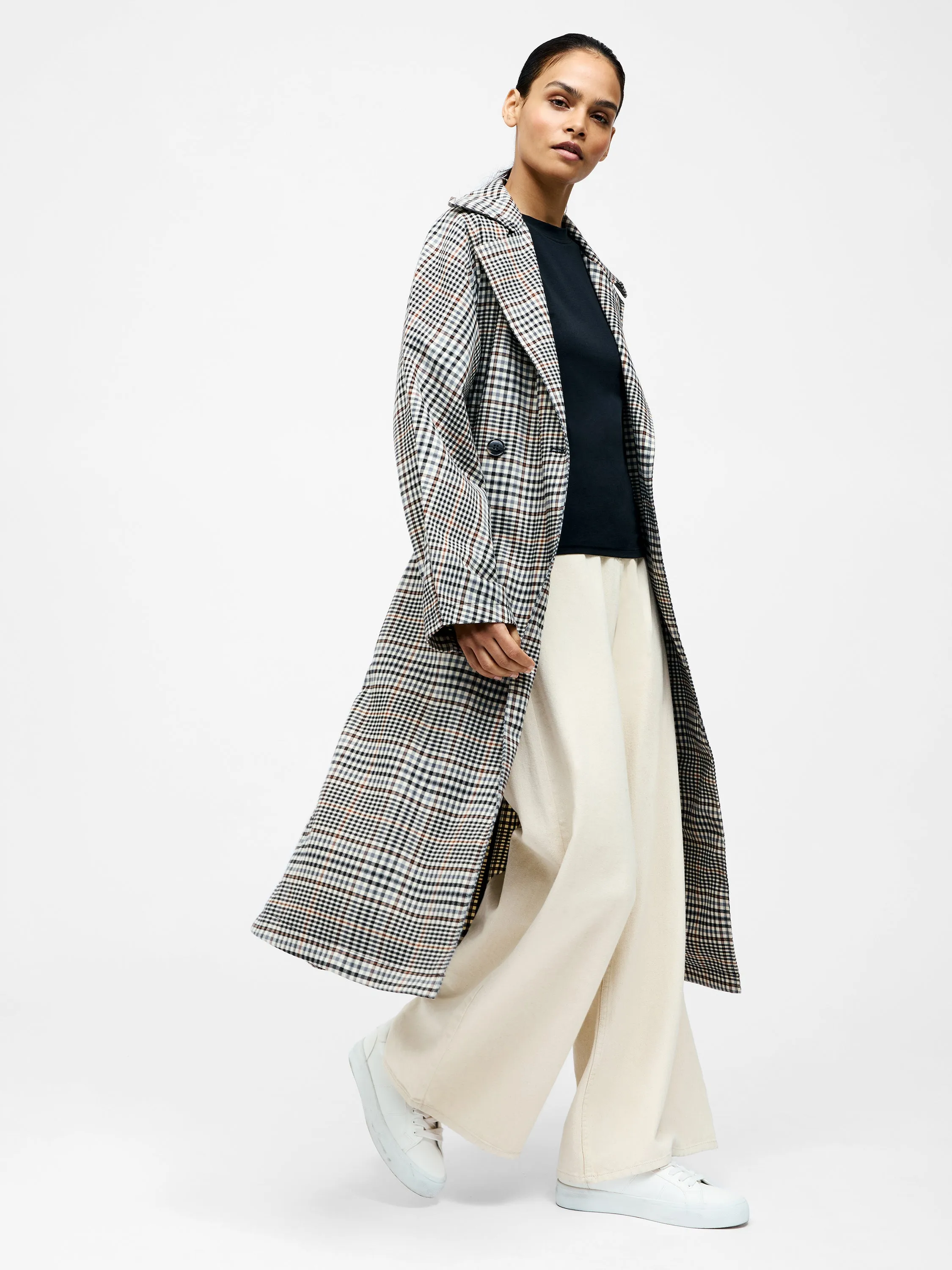 Check Trench Coat