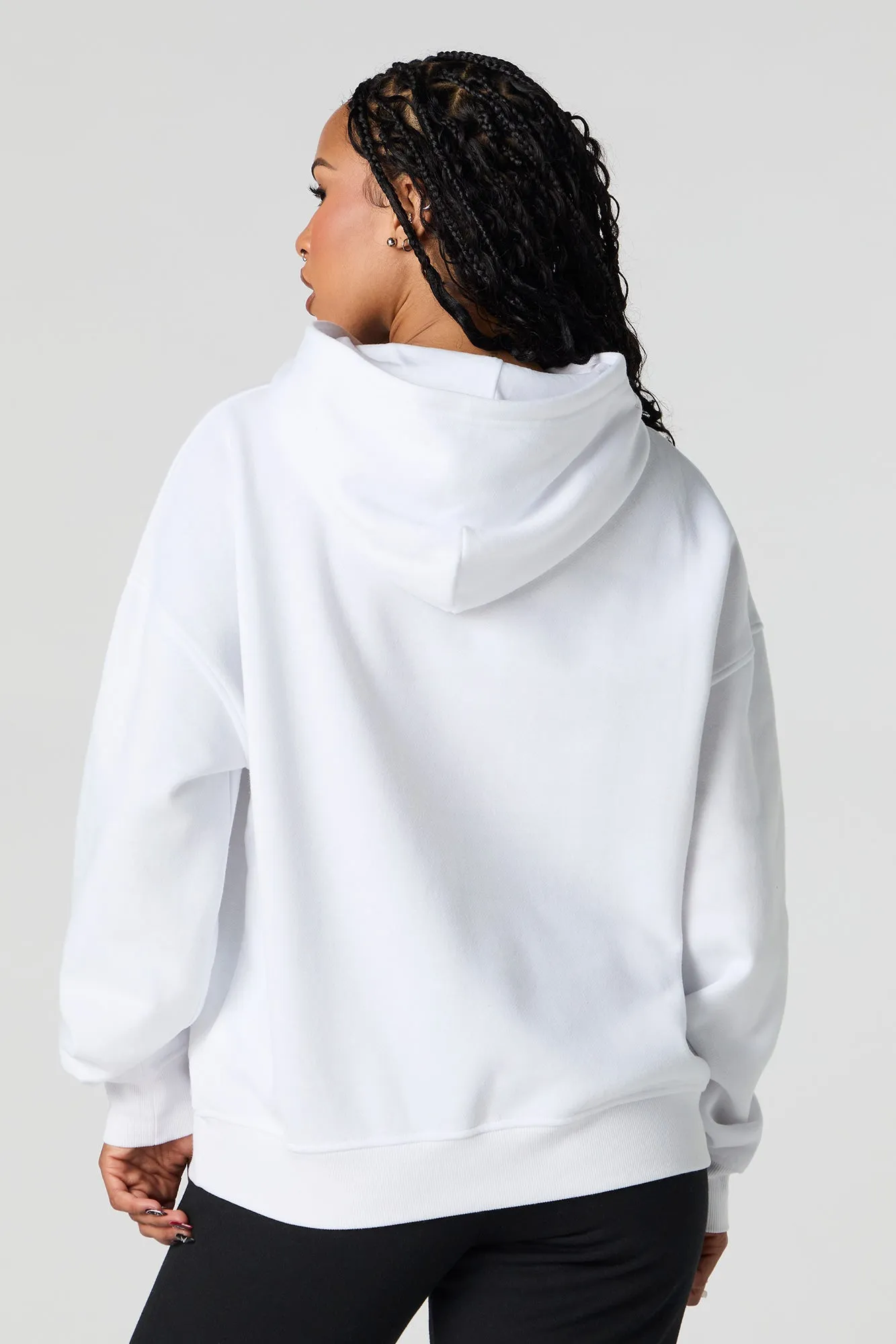 City Embroidered Oversized Fleece Hoodie