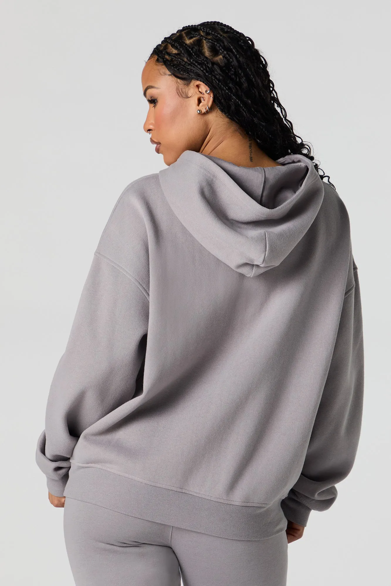 City Embroidered Oversized Fleece Hoodie