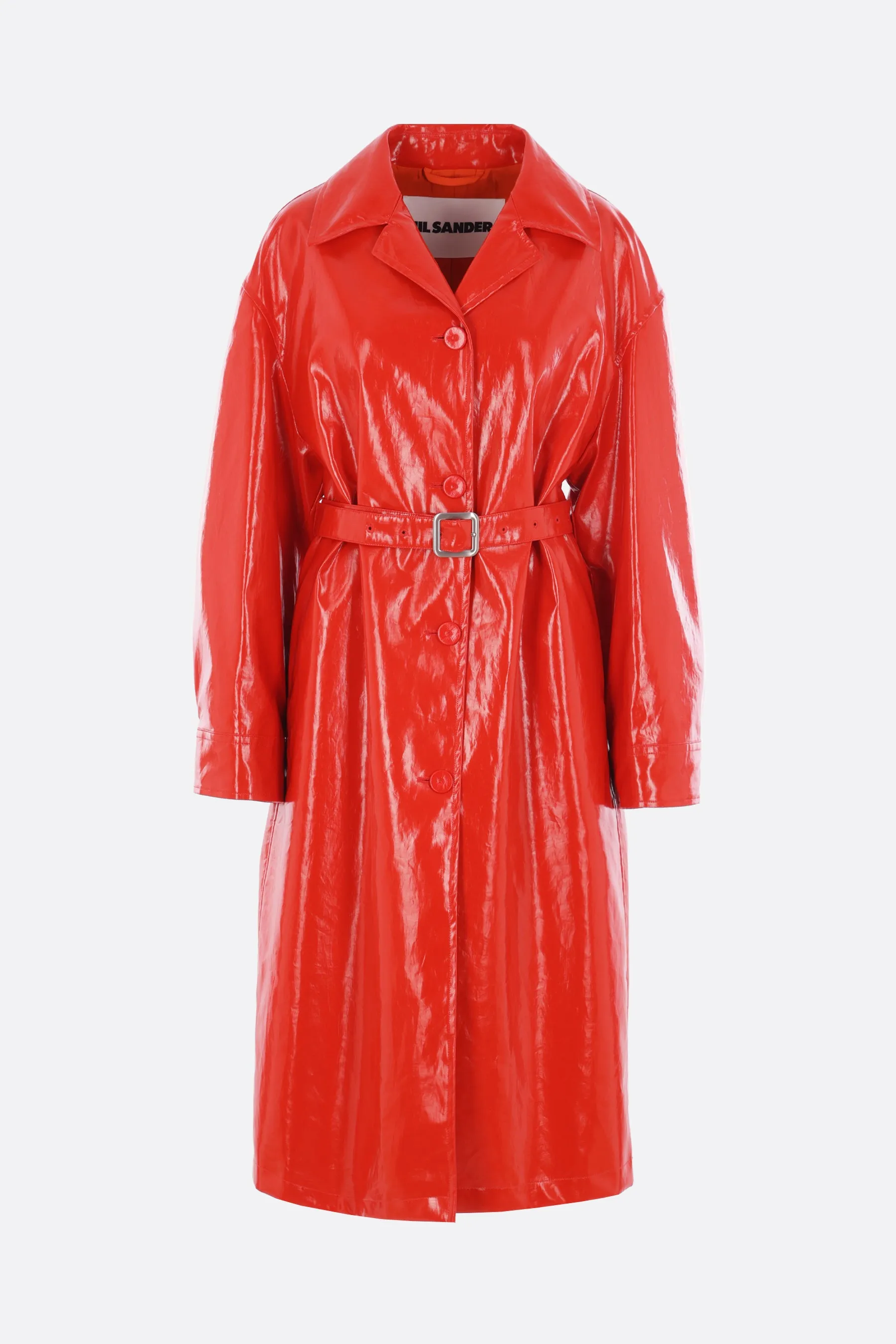 coated linen trench coat