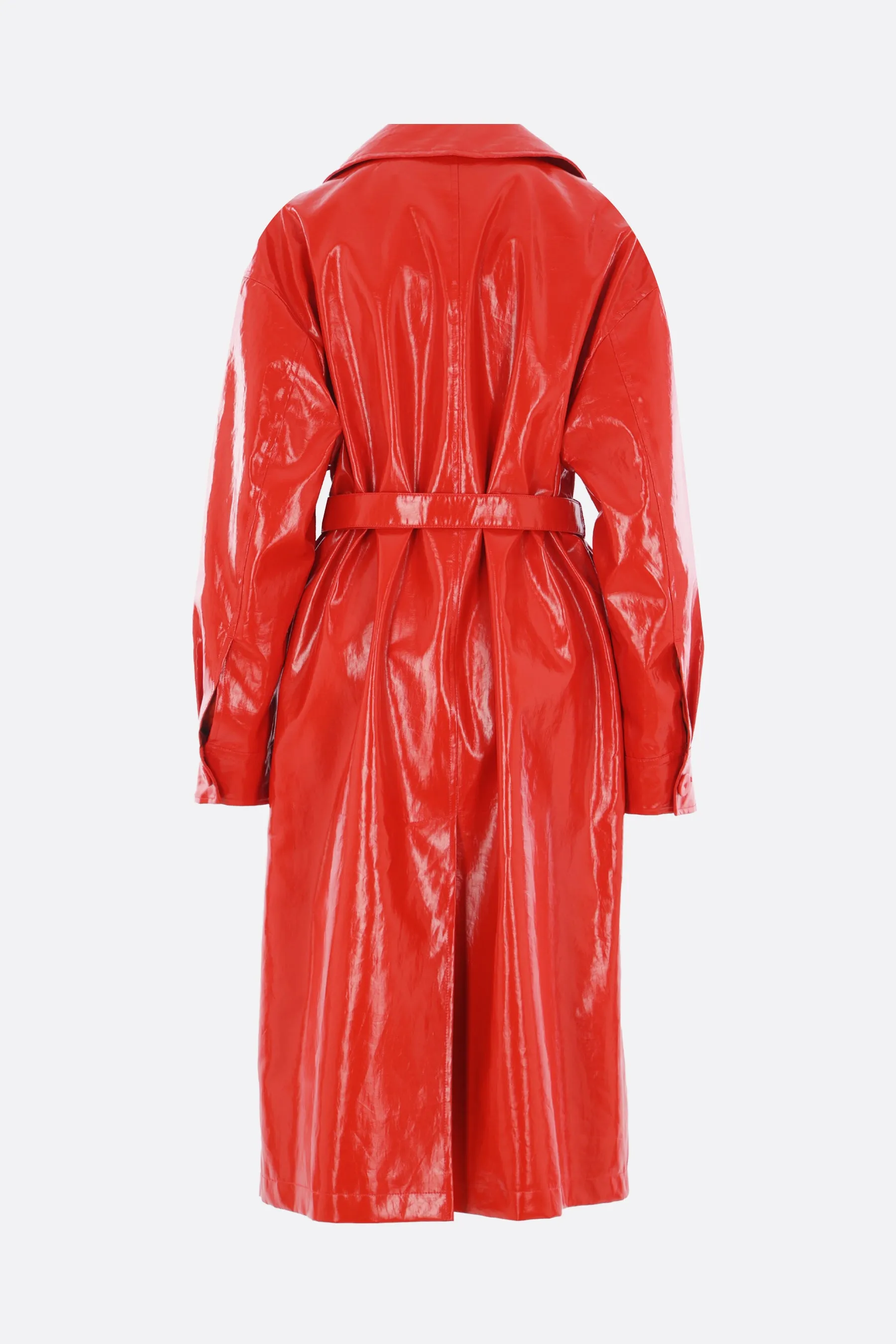 coated linen trench coat