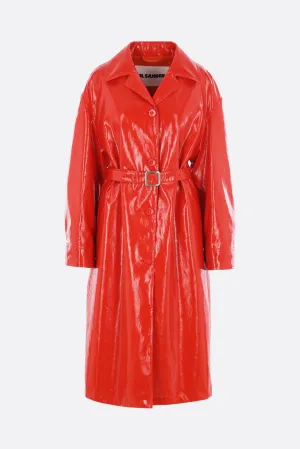 coated linen trench coat