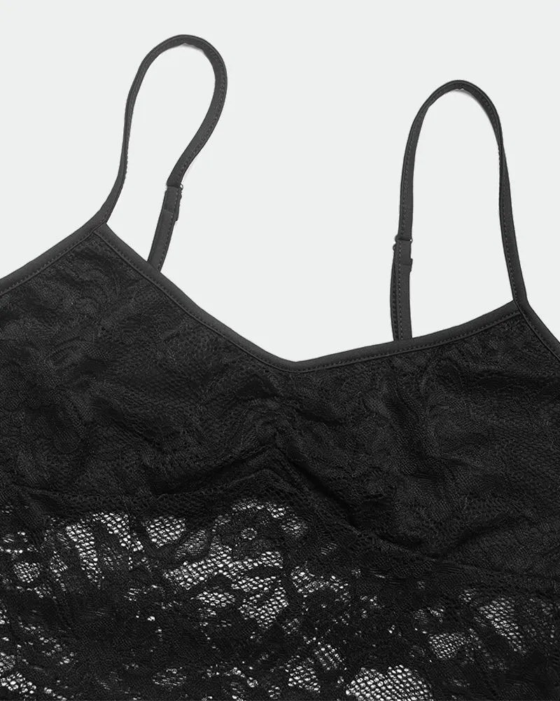Crop Top Lace Floral Print Slim Fit Camisole