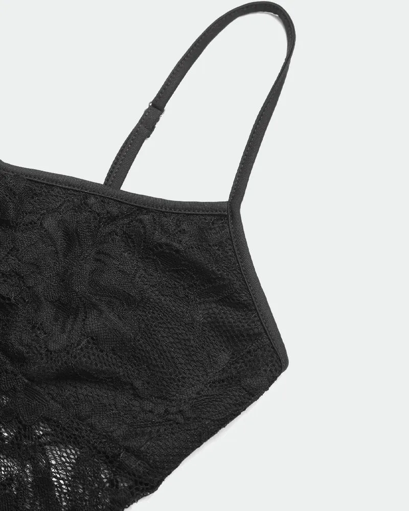 Crop Top Lace Floral Print Slim Fit Camisole