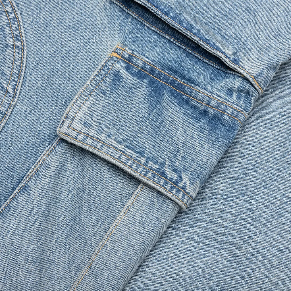 Denim Logo Cargo Pants - Light Wash