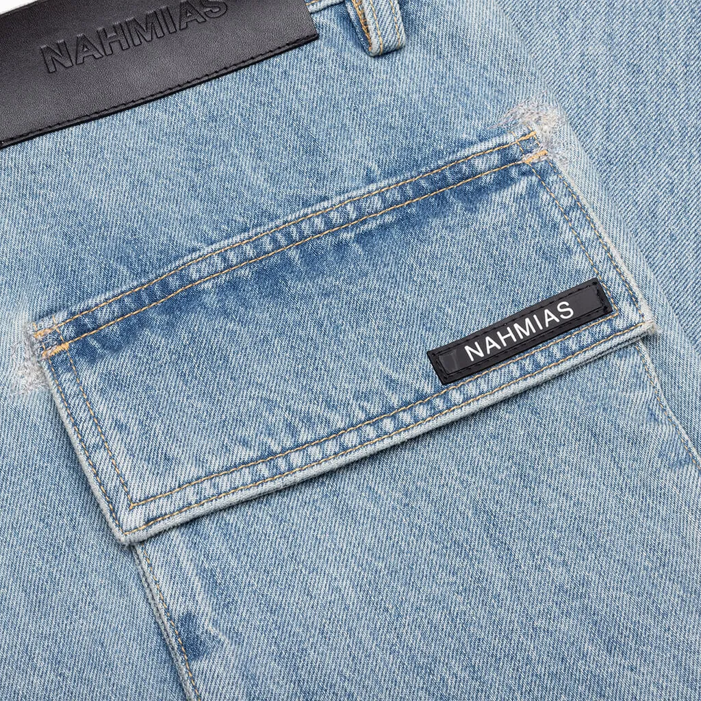 Denim Logo Cargo Pants - Light Wash