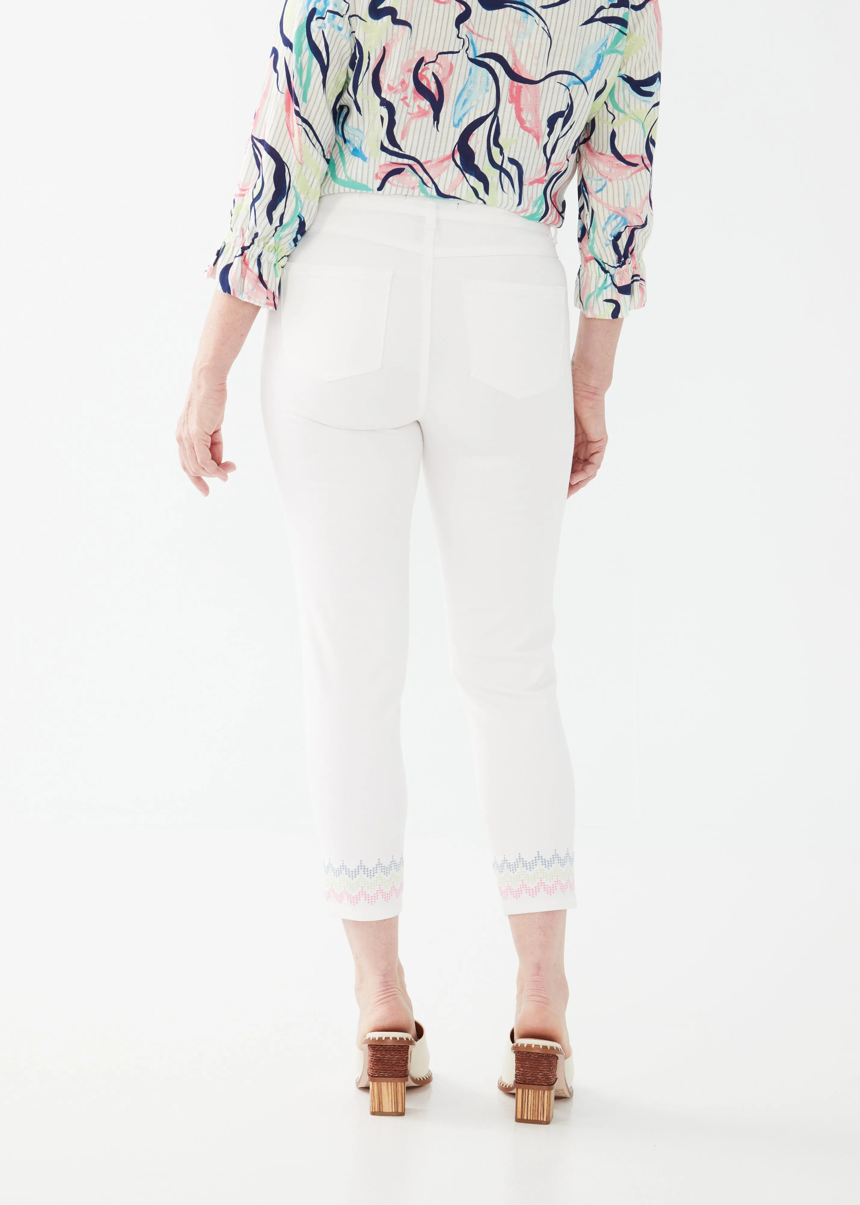 Embroidered Christina Slim Crop Denim