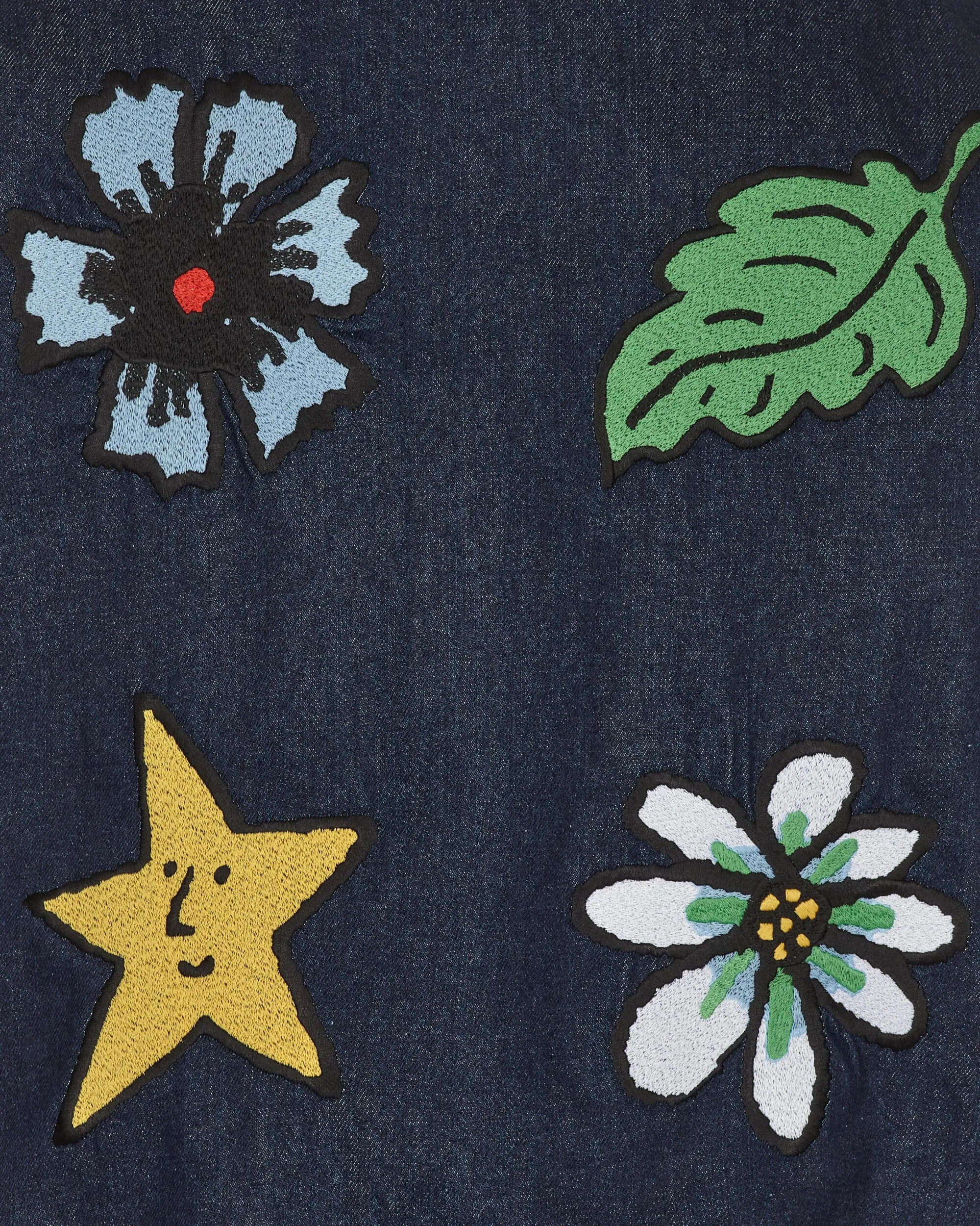 Embroidered Denim Chore Coat Blue