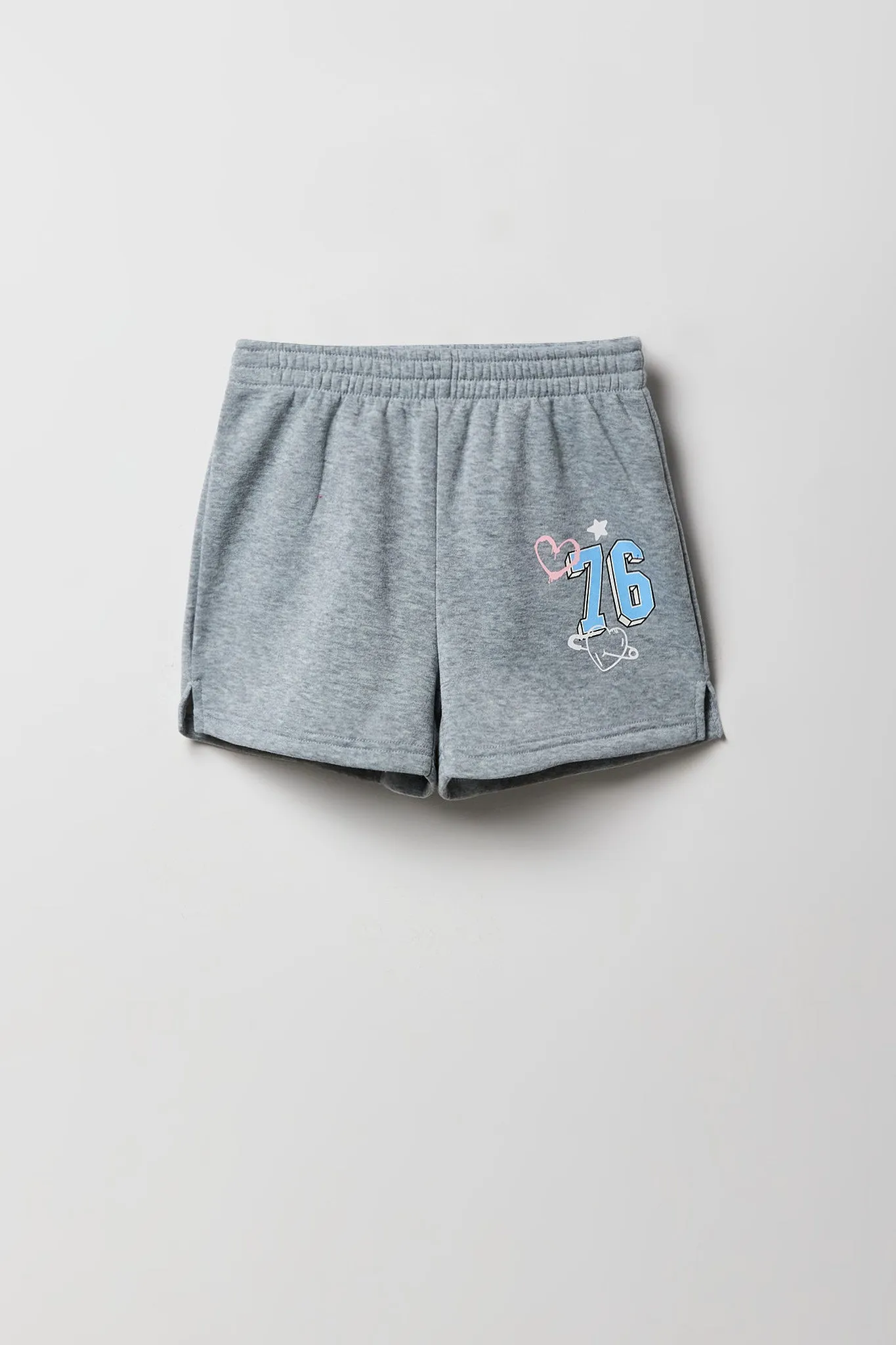 Ensemble avec haut à capuchon en molleton imprimé et short pour fille