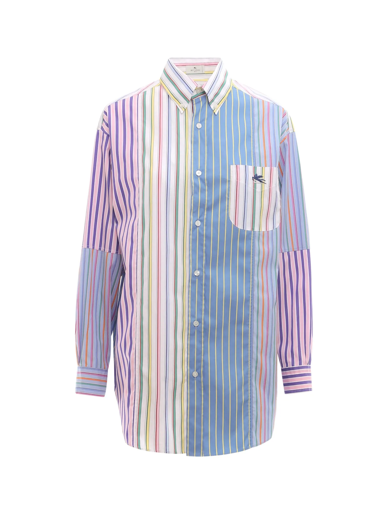 Etro Pegaso Embroidered Striped Long-Sleeved Shirt