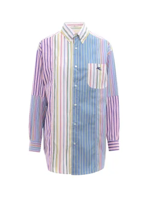 Etro Pegaso Embroidered Striped Long-Sleeved Shirt