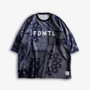 FDMTL | PRINTED PATCHWORK SWEAT TEE  { NAVY