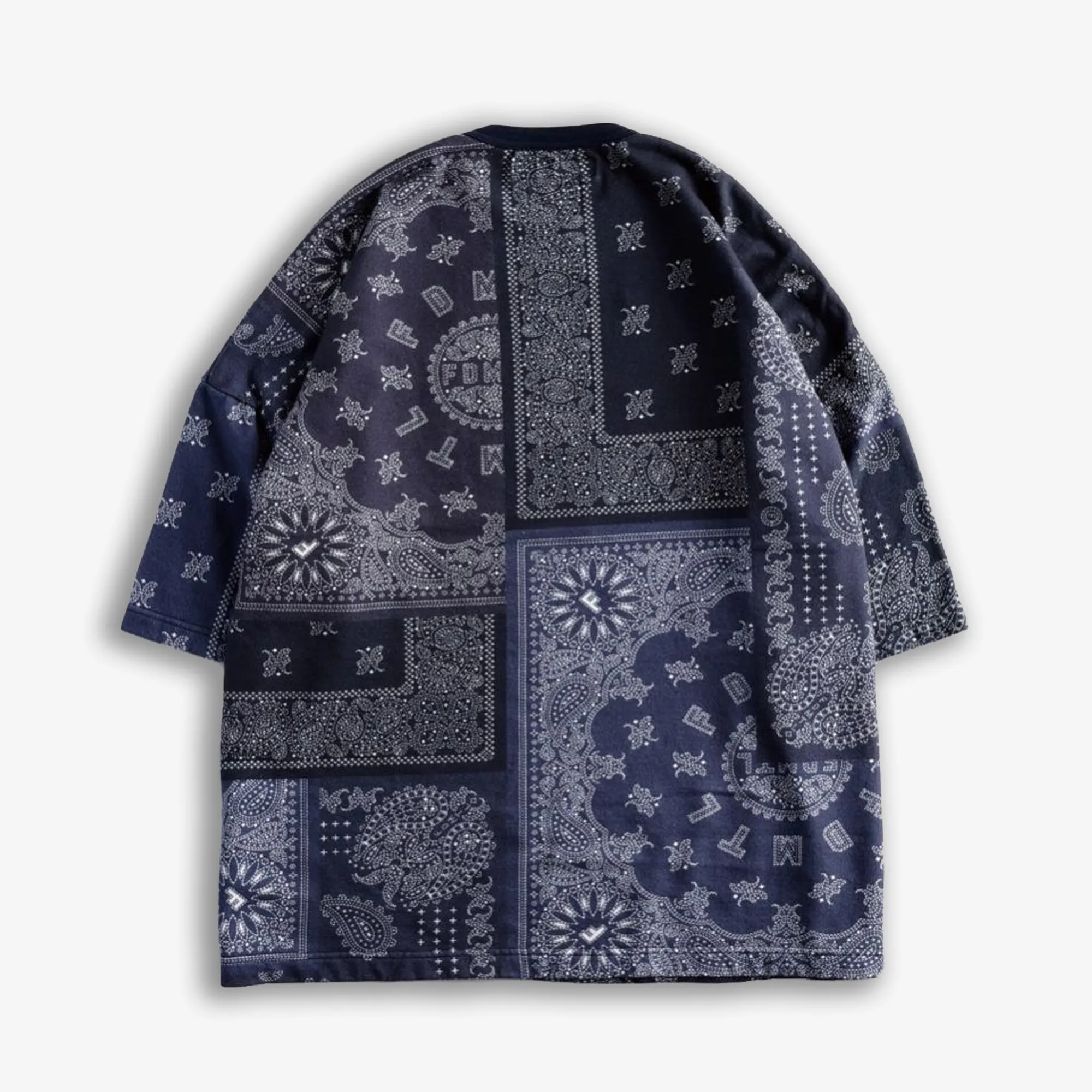 FDMTL | PRINTED PATCHWORK SWEAT TEE  { NAVY