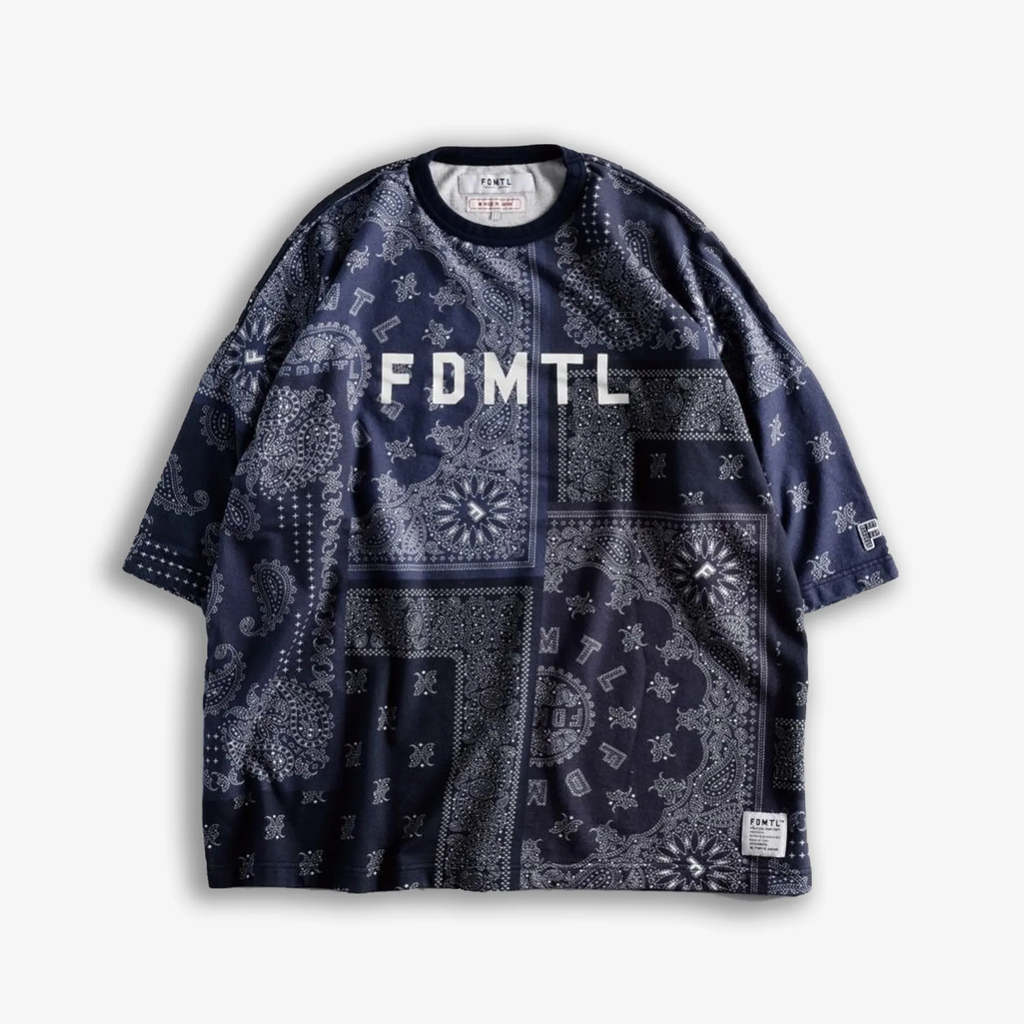FDMTL | PRINTED PATCHWORK SWEAT TEE  { NAVY