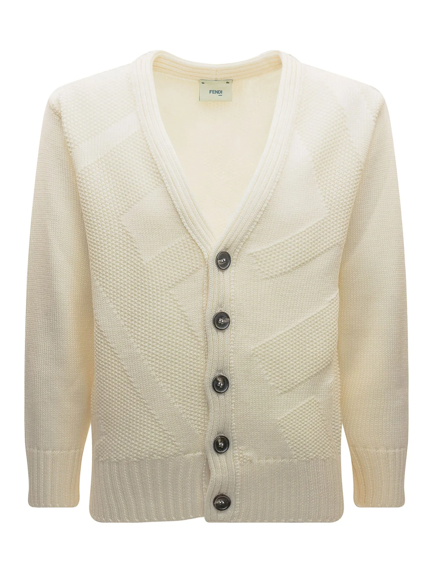 Fendi Kids V-Neck Ribbed-Knit Cardigan