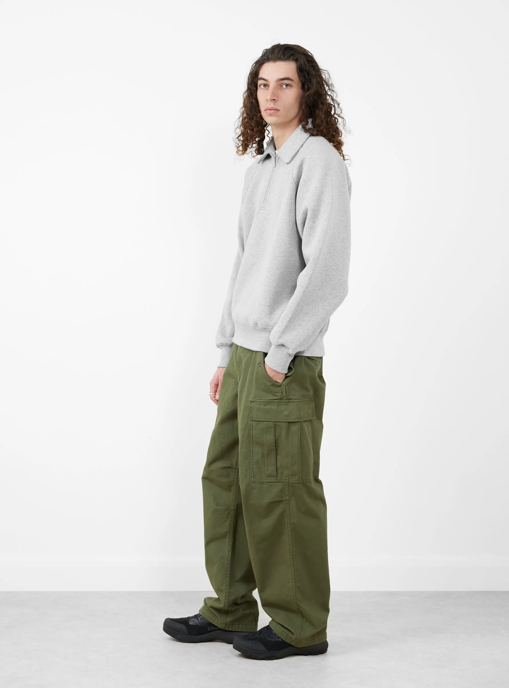 Fleece Raglan Zip Mock Grey Heather