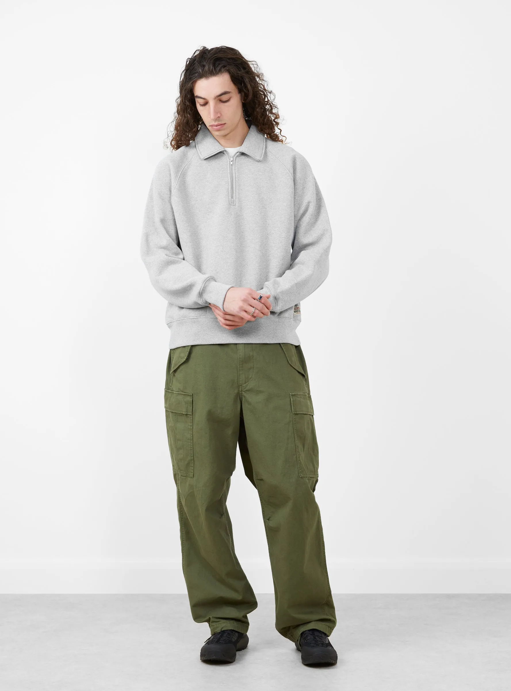 Fleece Raglan Zip Mock Grey Heather