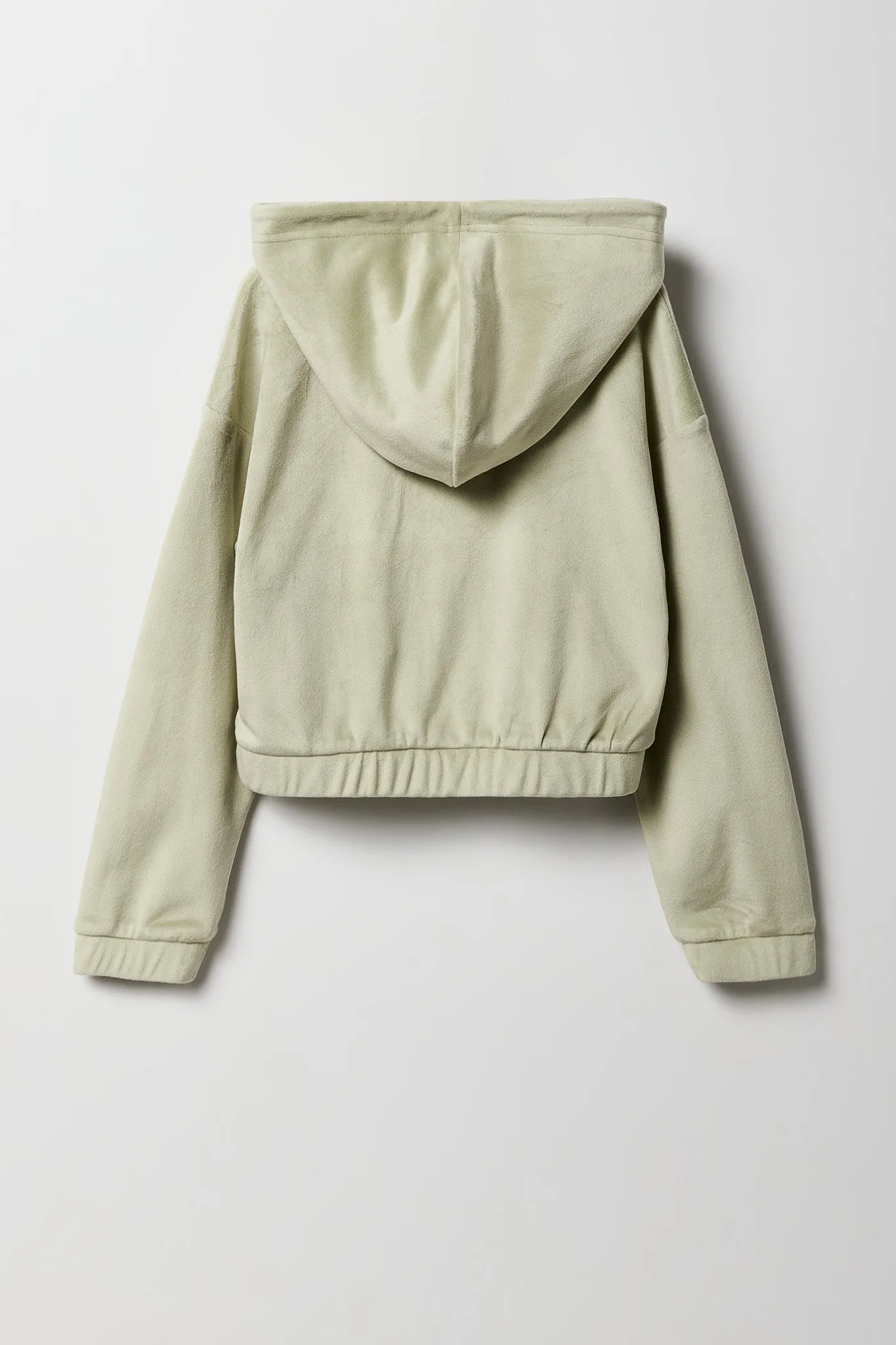 Girls Rhinestone Velour Zip-Up Hoodie