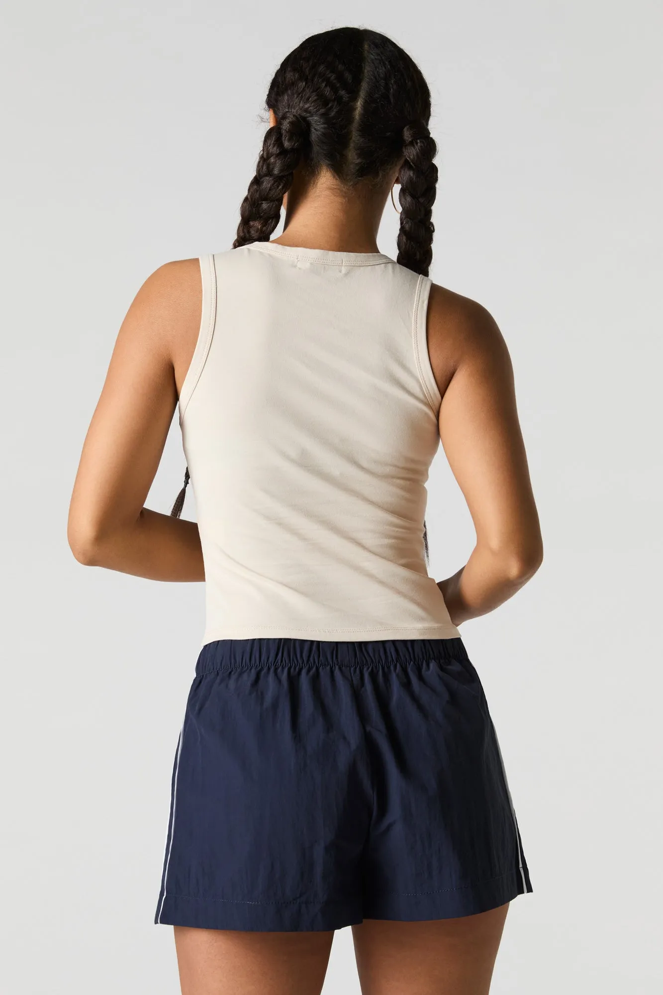 Graphic Contrast Trim Scoop Neck Tank