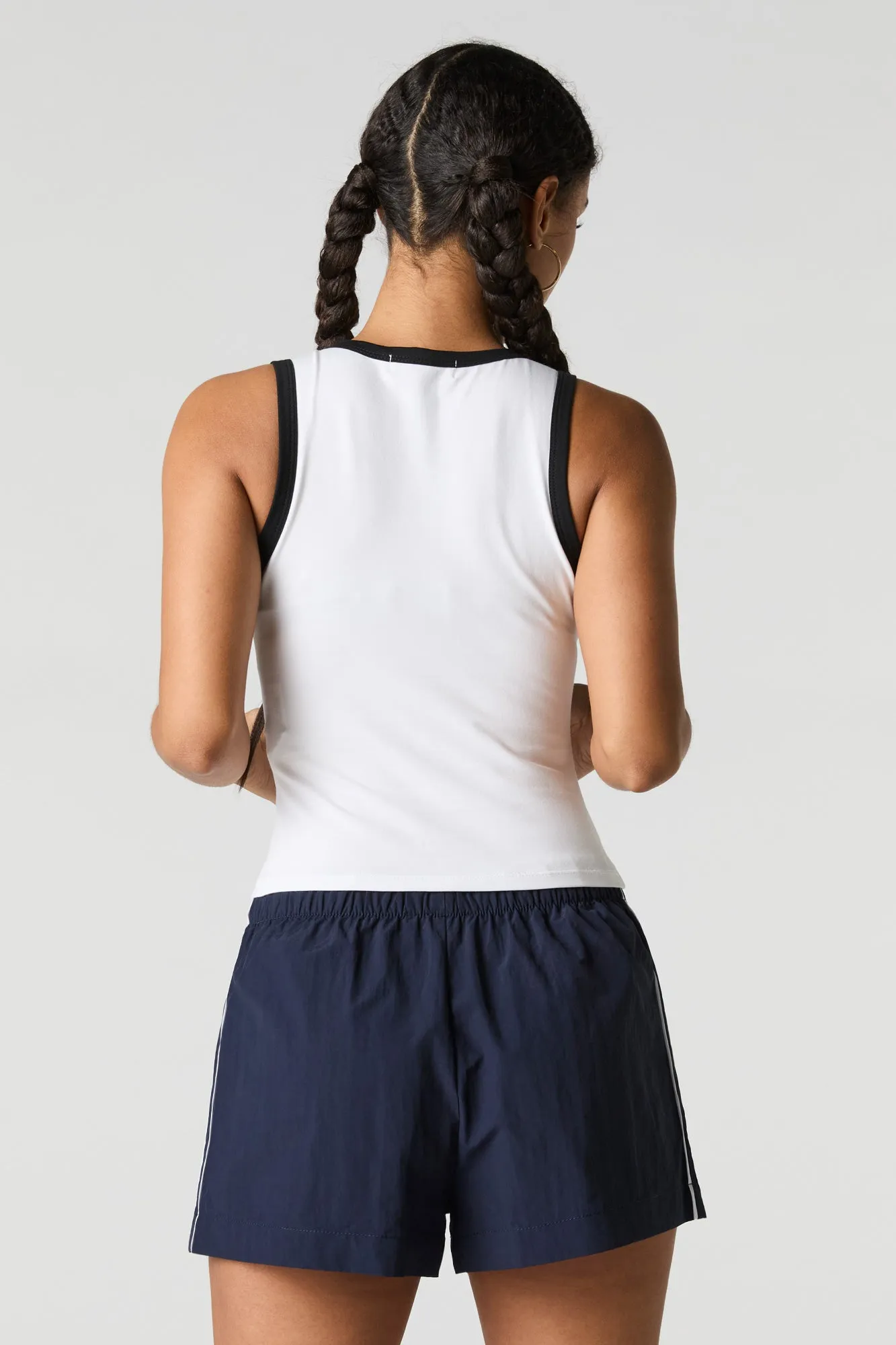 Graphic Contrast Trim Scoop Neck Tank
