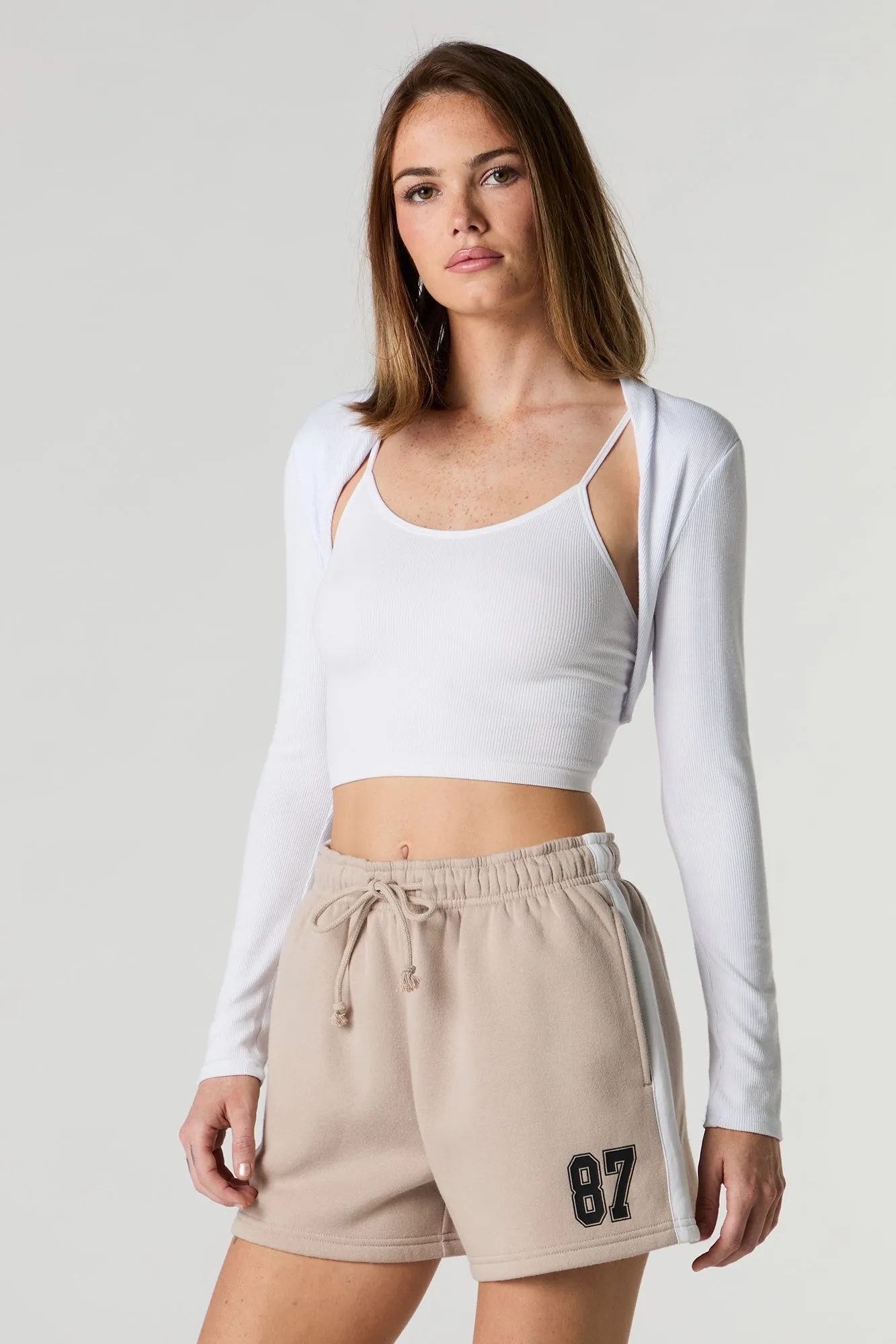 Graphic Side Striped Fleece Short