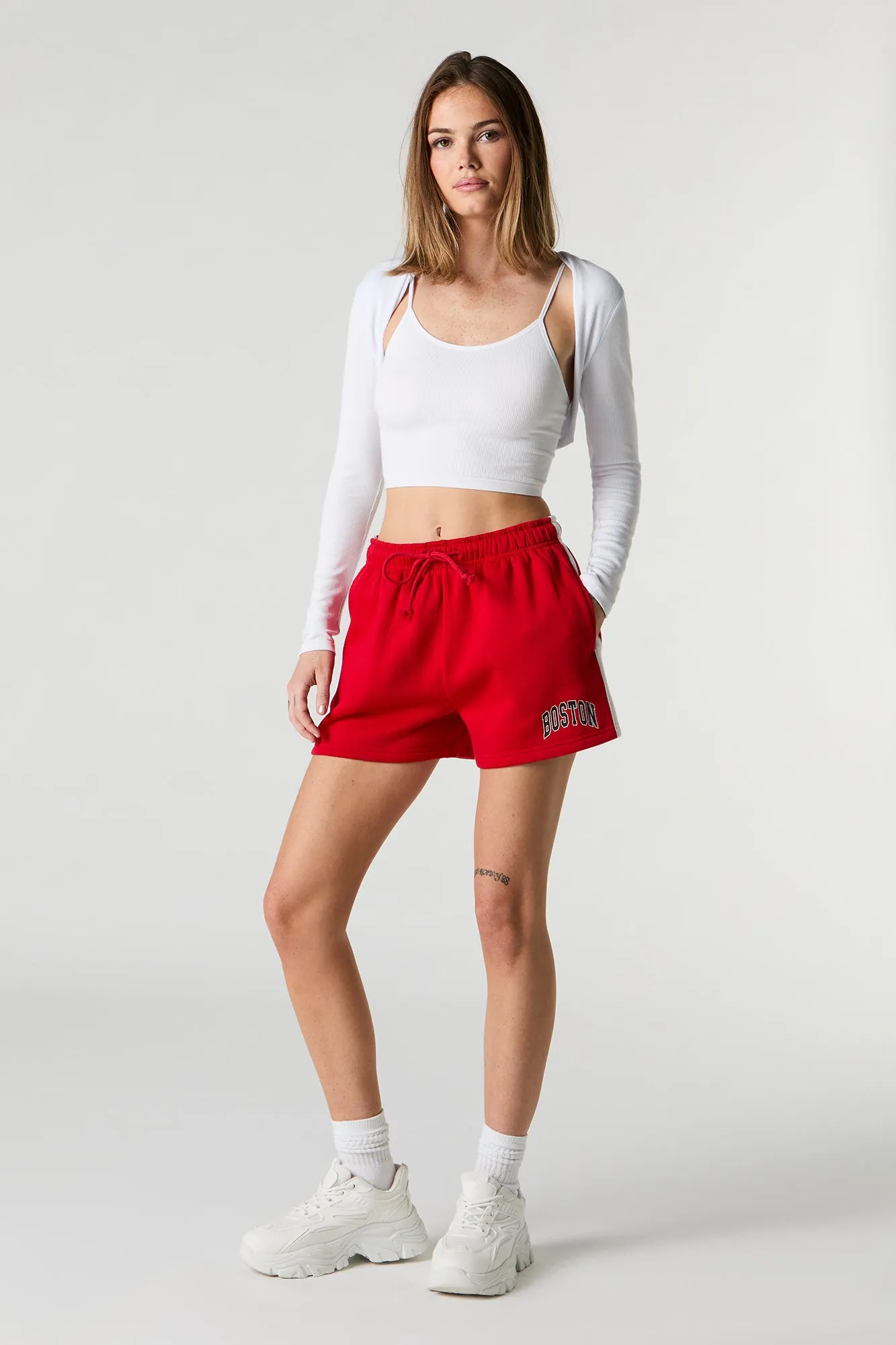 Graphic Side Striped Fleece Short
