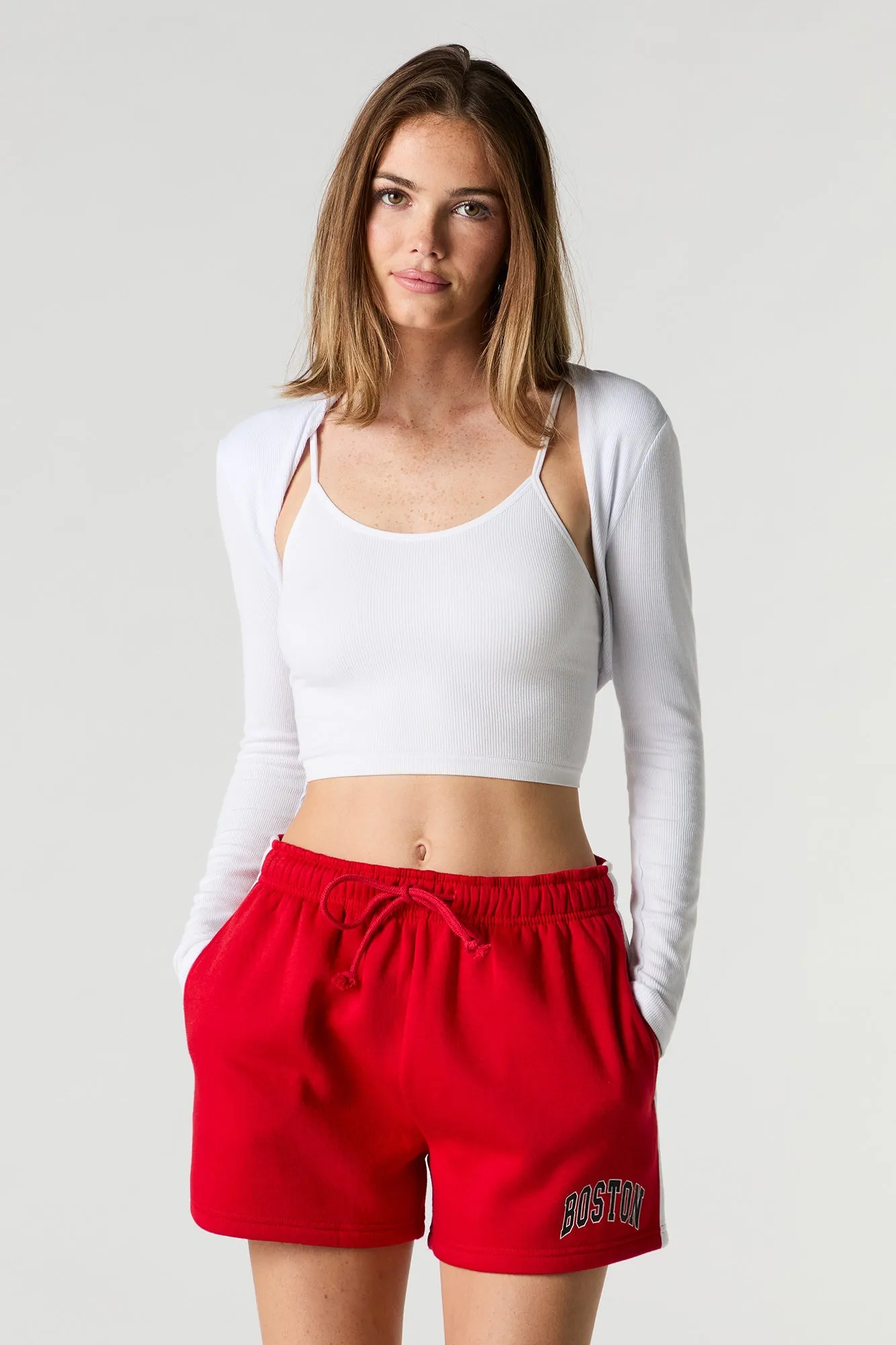 Graphic Side Striped Fleece Short