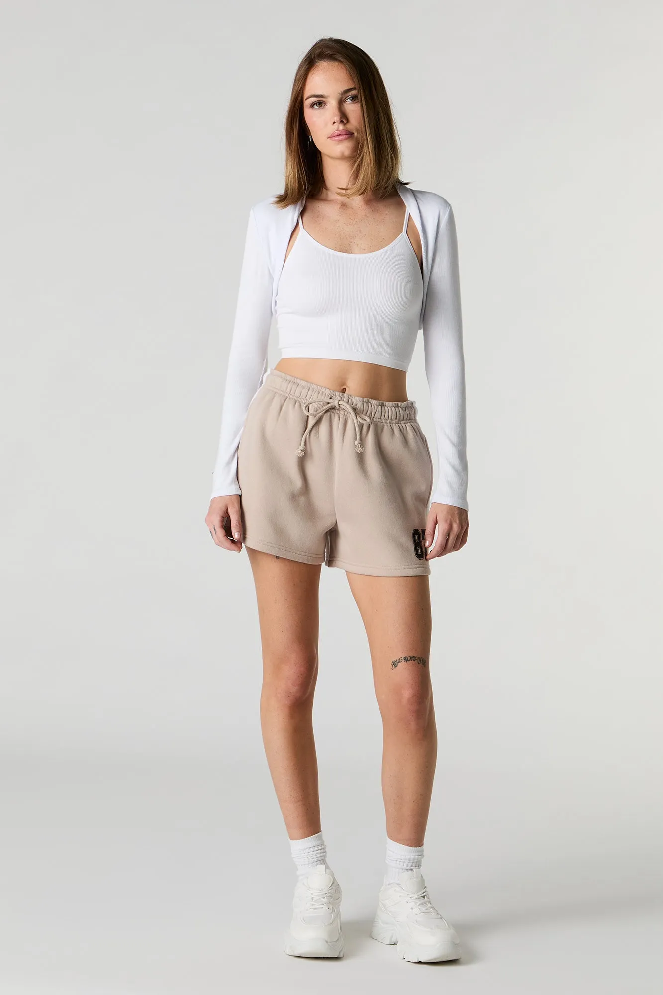 Graphic Side Striped Fleece Short