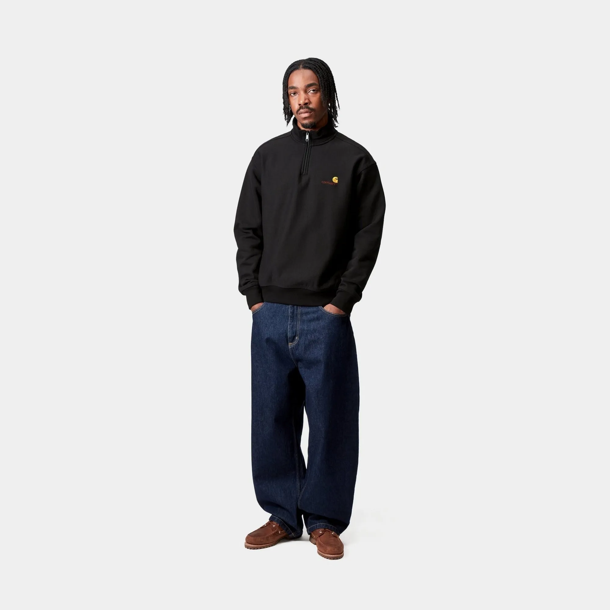 Half Zip American Script Sweatshirt | Black