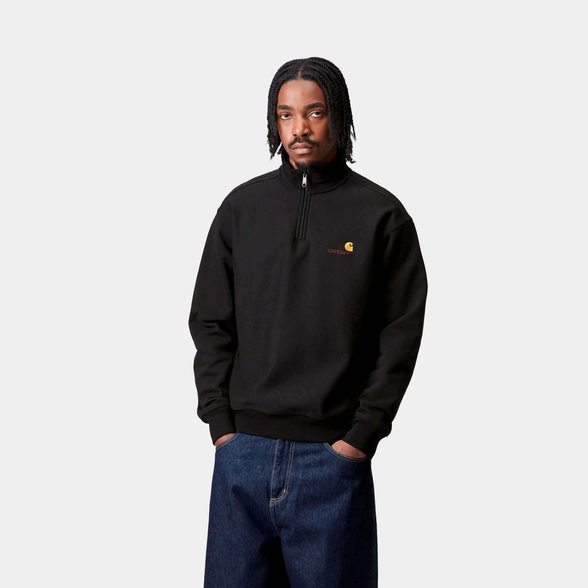 Half Zip American Script Sweatshirt | Black